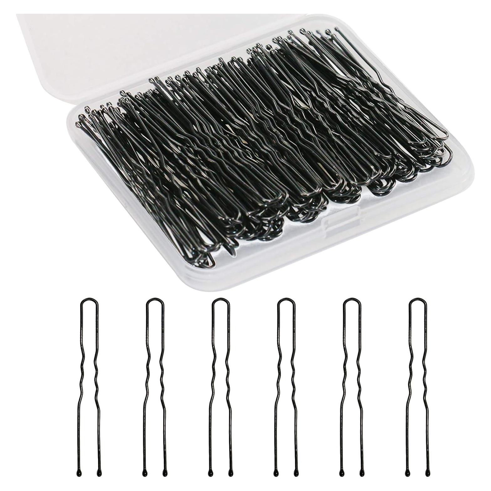 Pinzas de cabello en U Sevensun 100 piezas 6 cm Negro