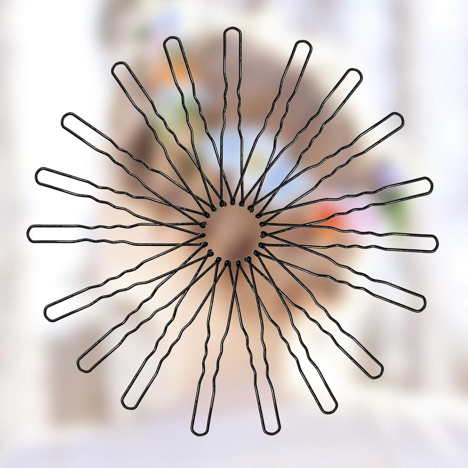 Pinzas de cabello en U Sevensun 100 piezas 6 cm Negro