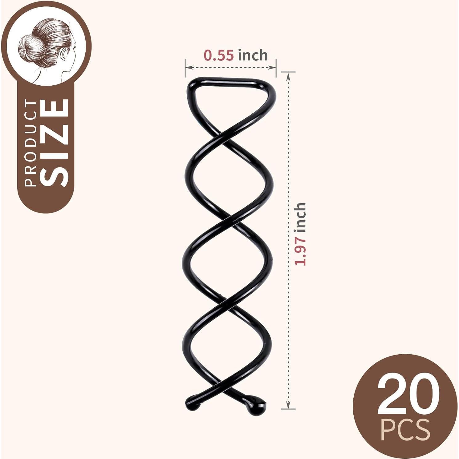 20 Pasadores de Cabello en Espiral Negros FANDAMEI - Sin Rasguños