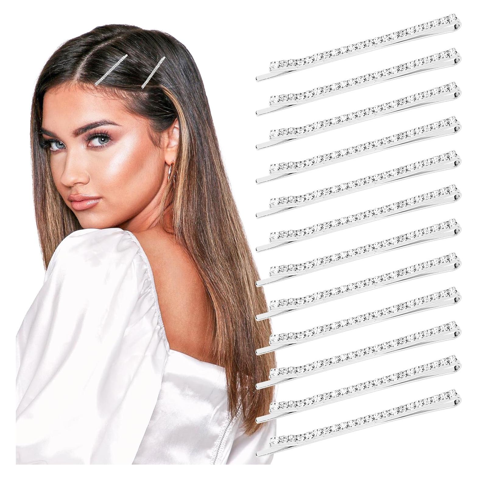 24 Pasadores de Rhinestone Plateados Amariver para Cabello