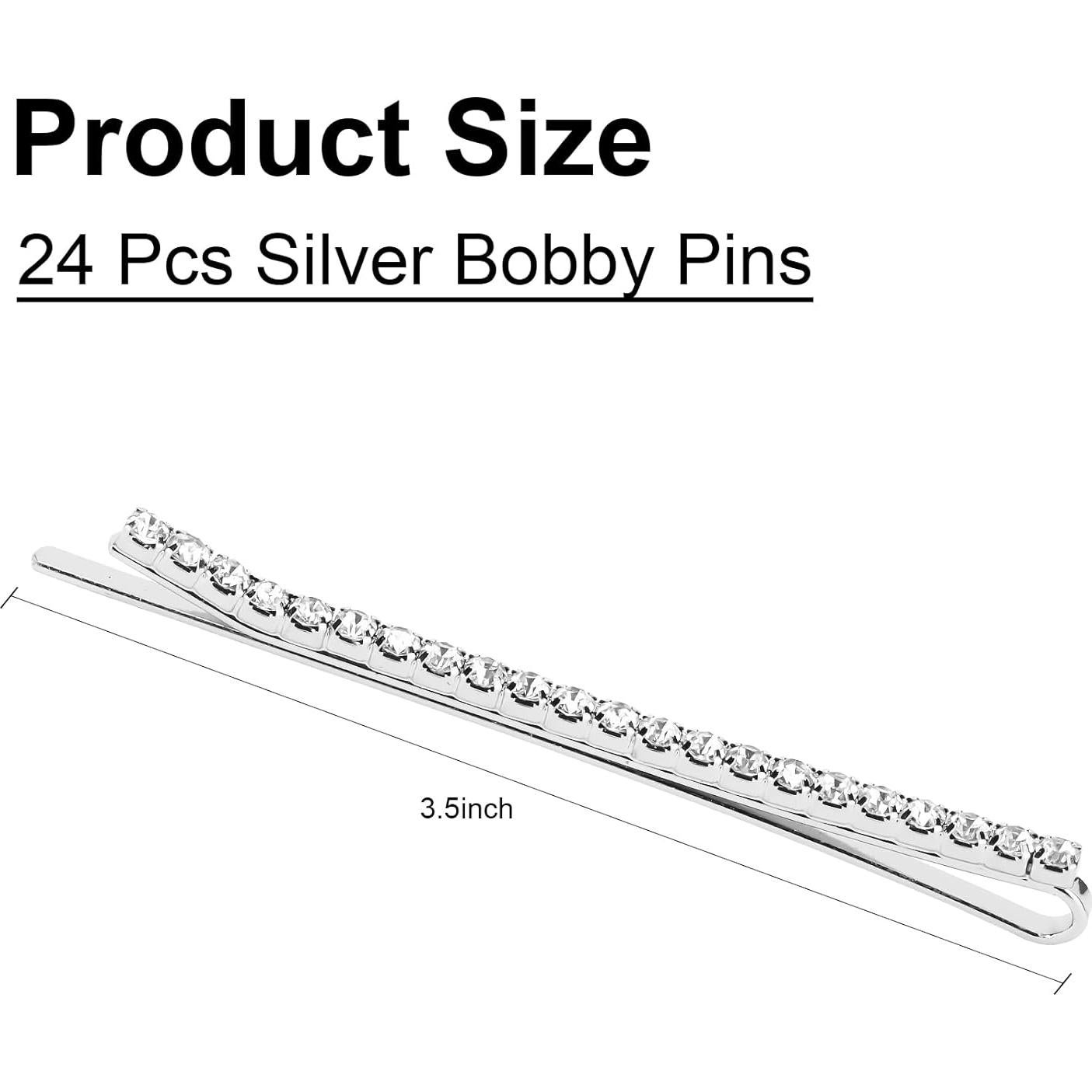 24 Pasadores de Rhinestone Plateados Amariver para Cabello