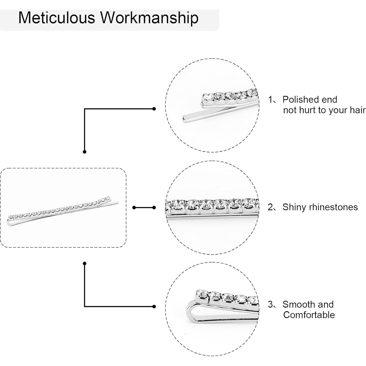 24 Pasadores de Rhinestone Plateados Amariver para Cabello