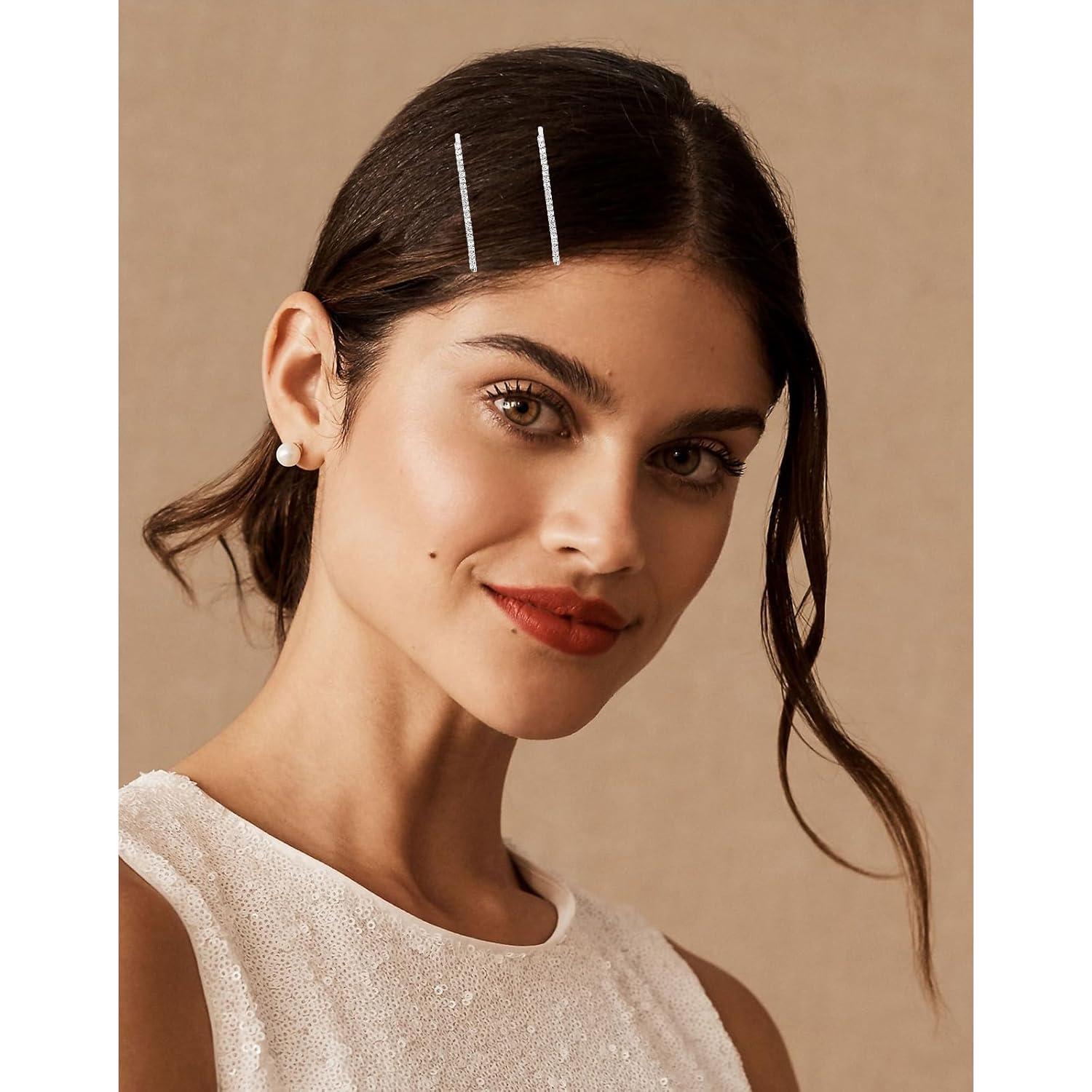 24 Pasadores de Rhinestone Plateados Amariver para Cabello