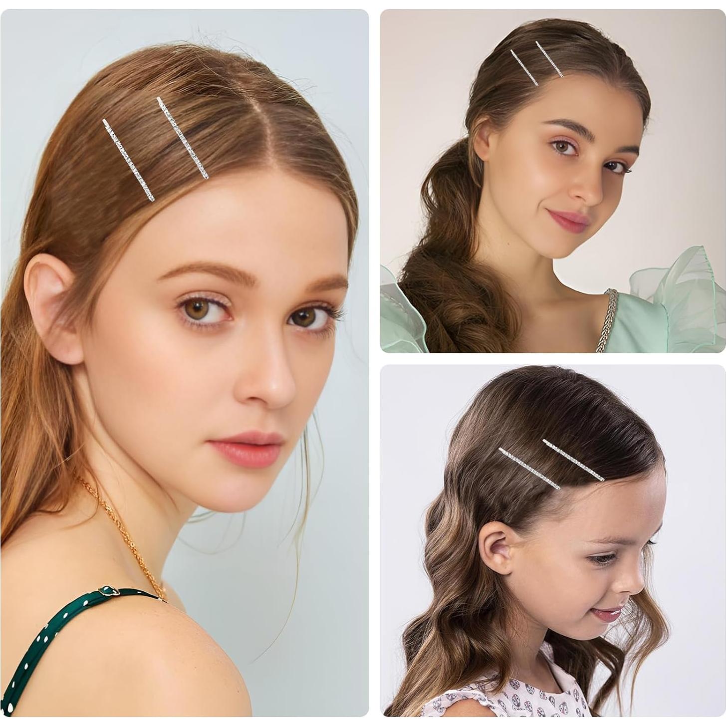 24 Pasadores de Rhinestone Plateados Amariver para Cabello