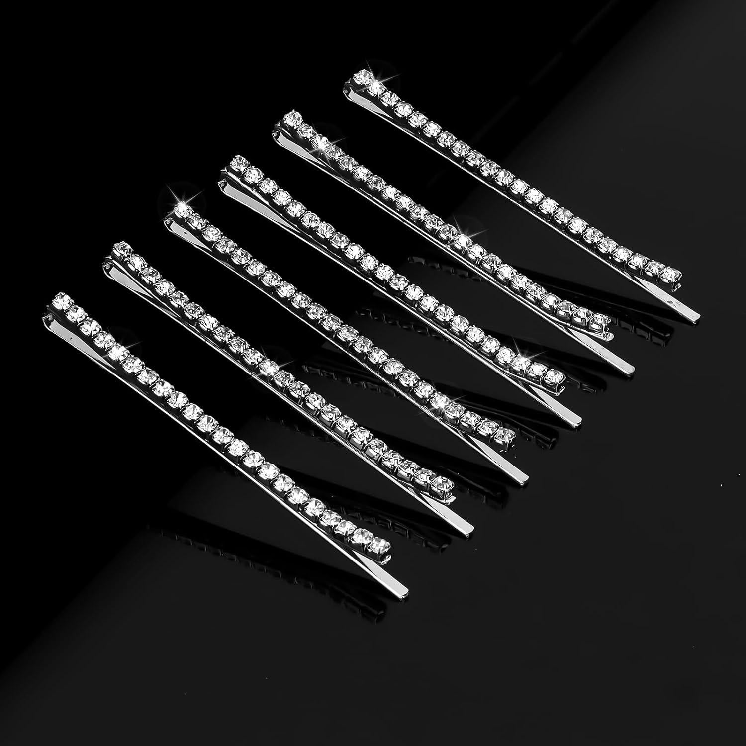 24 Pasadores de Rhinestone Plateados Amariver para Cabello