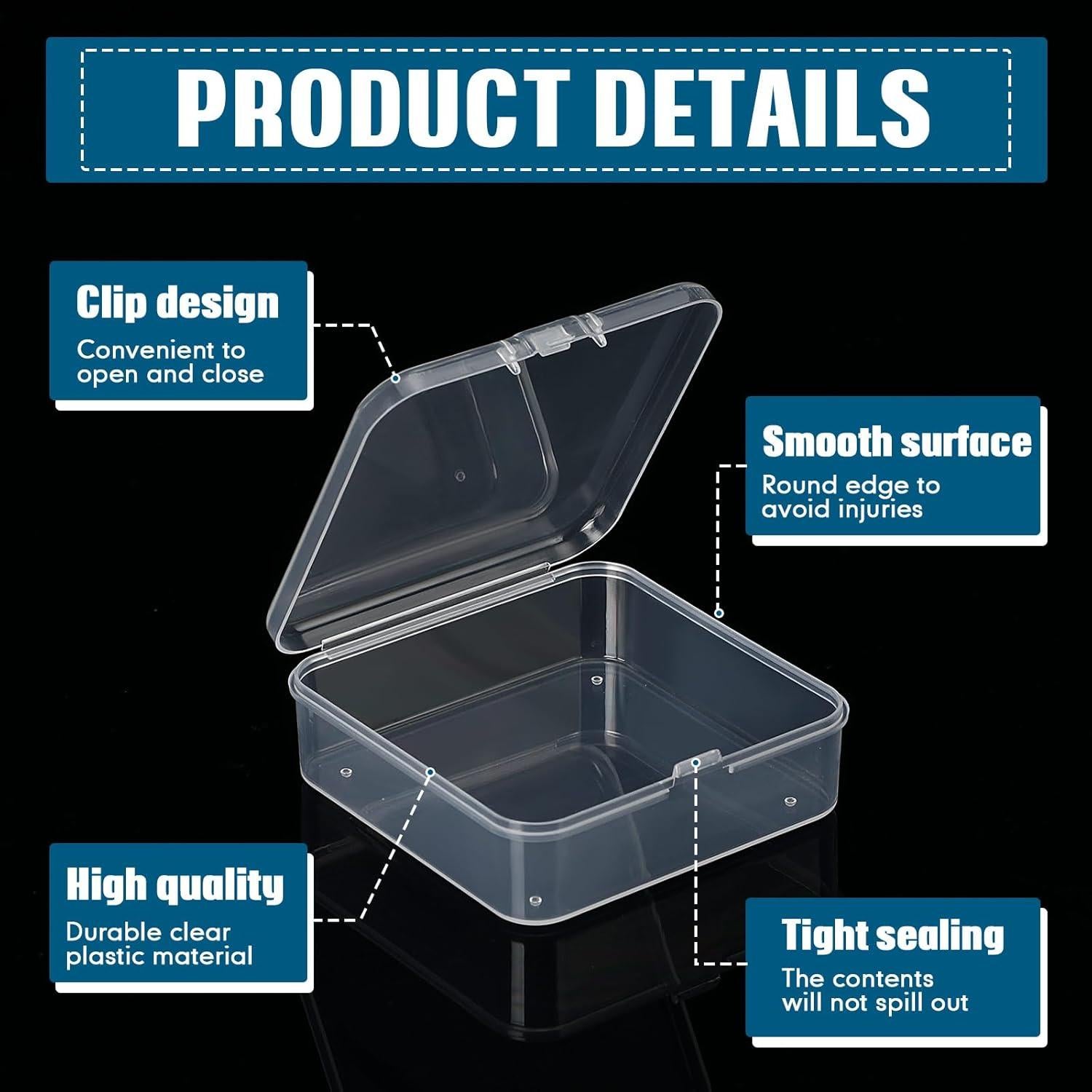 100 Contenedores de Almacenamiento Menkxi 7.1x7.1x2.5cm Plástico