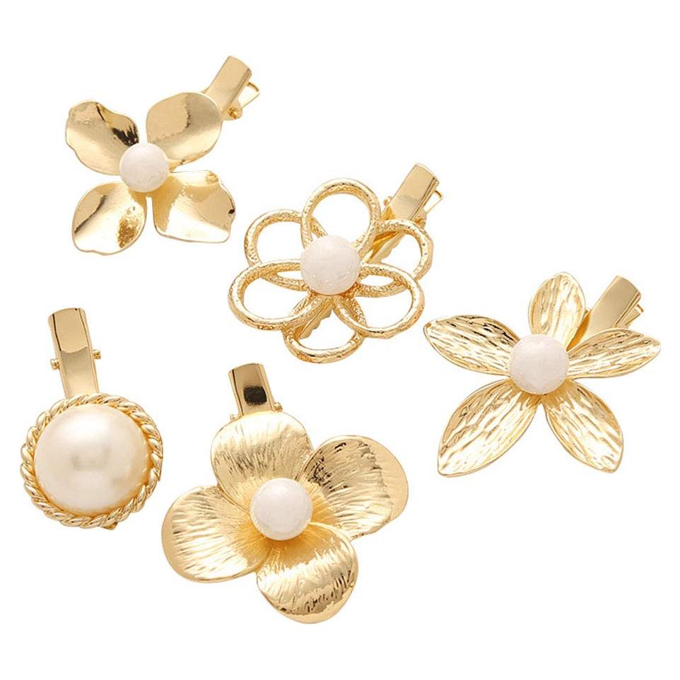 Pinzas de cabello Numblartd 5Pcs con perlas sintéticas doradas