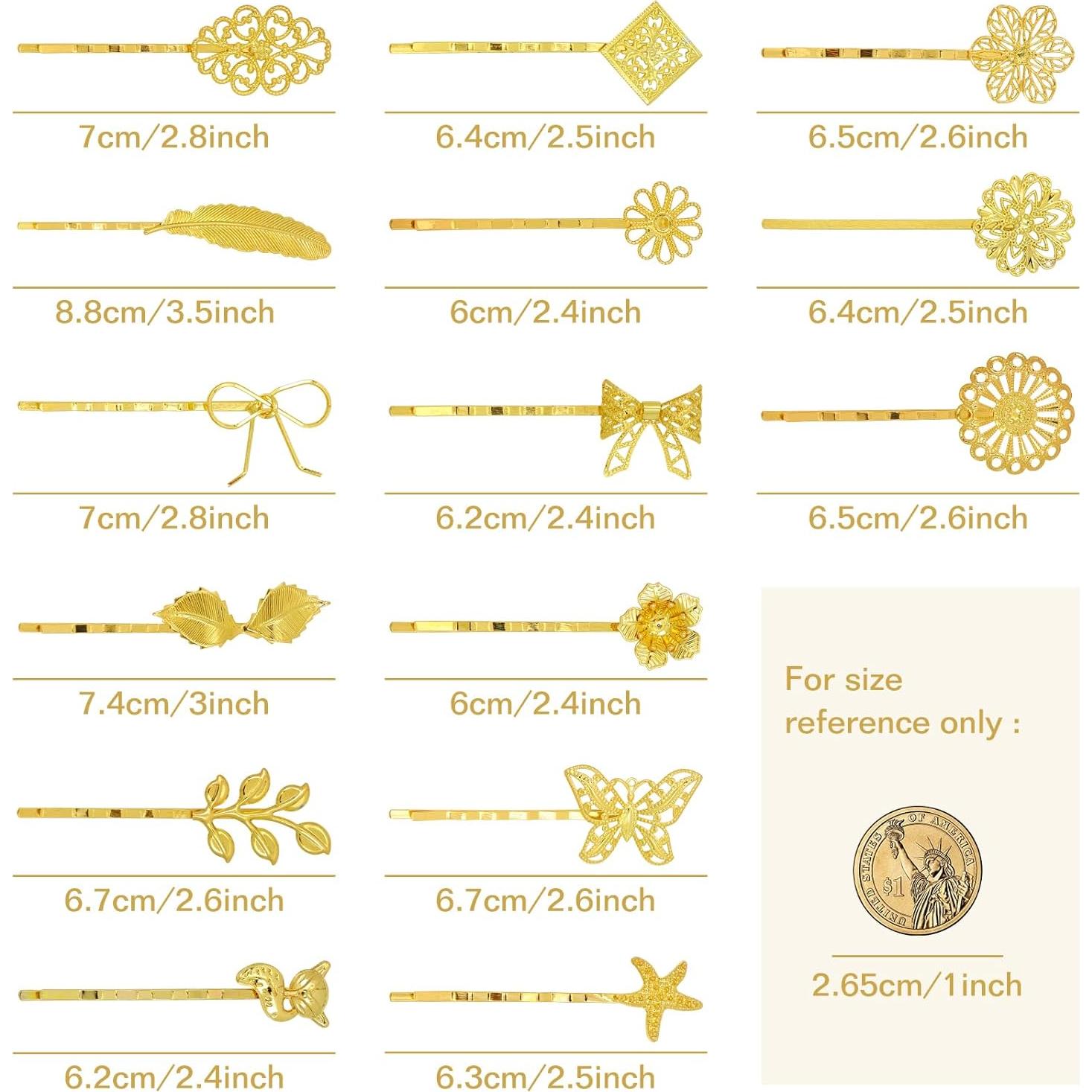 30 Clips para Cabello de Metal Retro Dorado inSowni - 15 Diseños