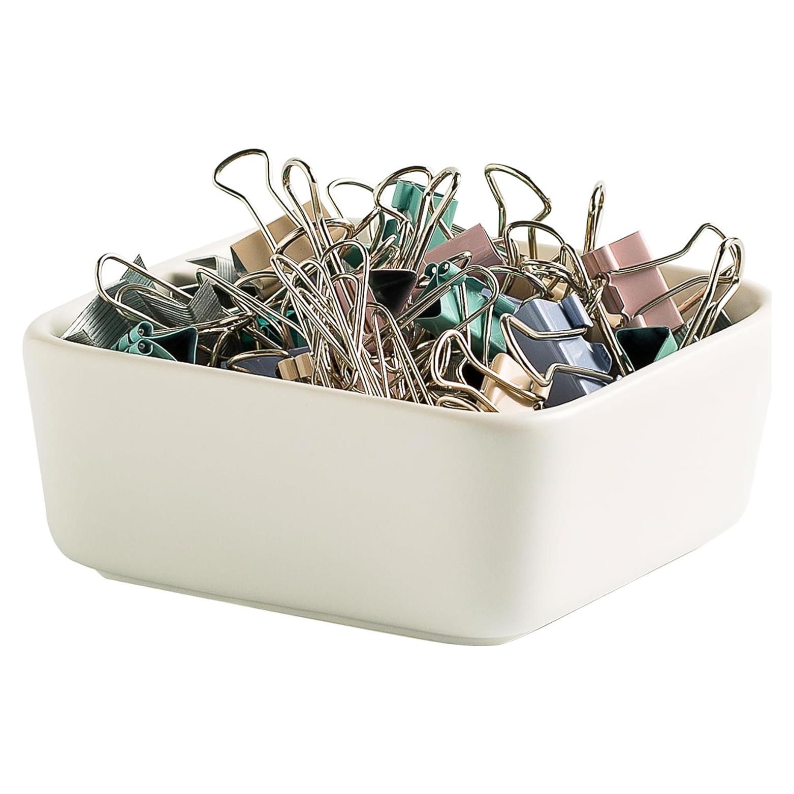 Soporte de Clips de Papel de Cerámica Mecaikru Blanco 8.8cm