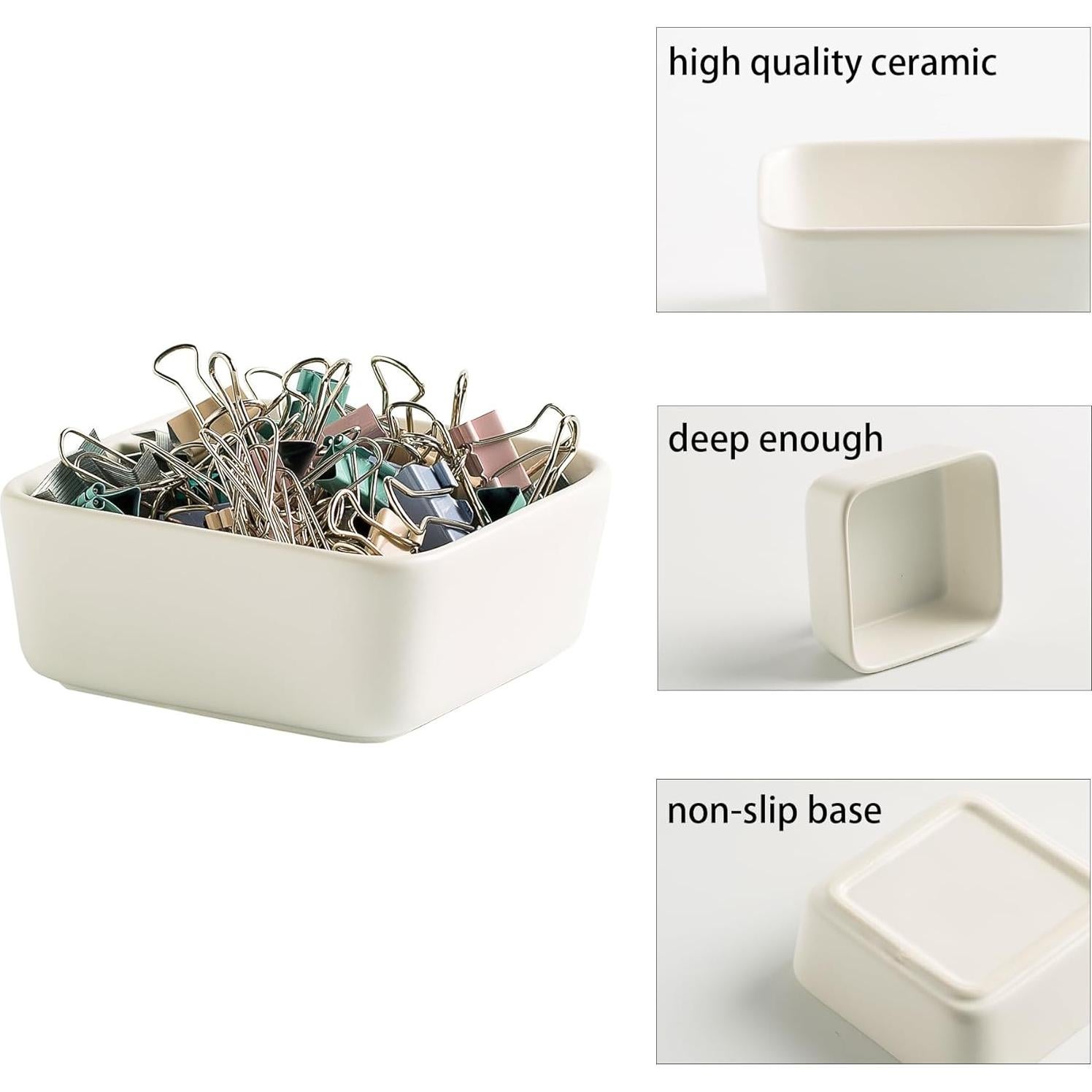 Soporte de Clips de Papel de Cerámica Mecaikru Blanco 8.8cm