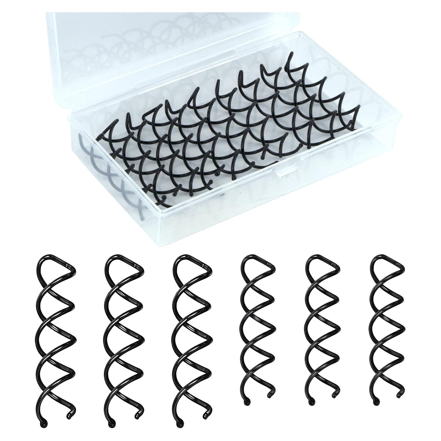 Ganchos de Cabello Espirales MAORULU Negros 20 Pcs 5.08 y 6.1 cm