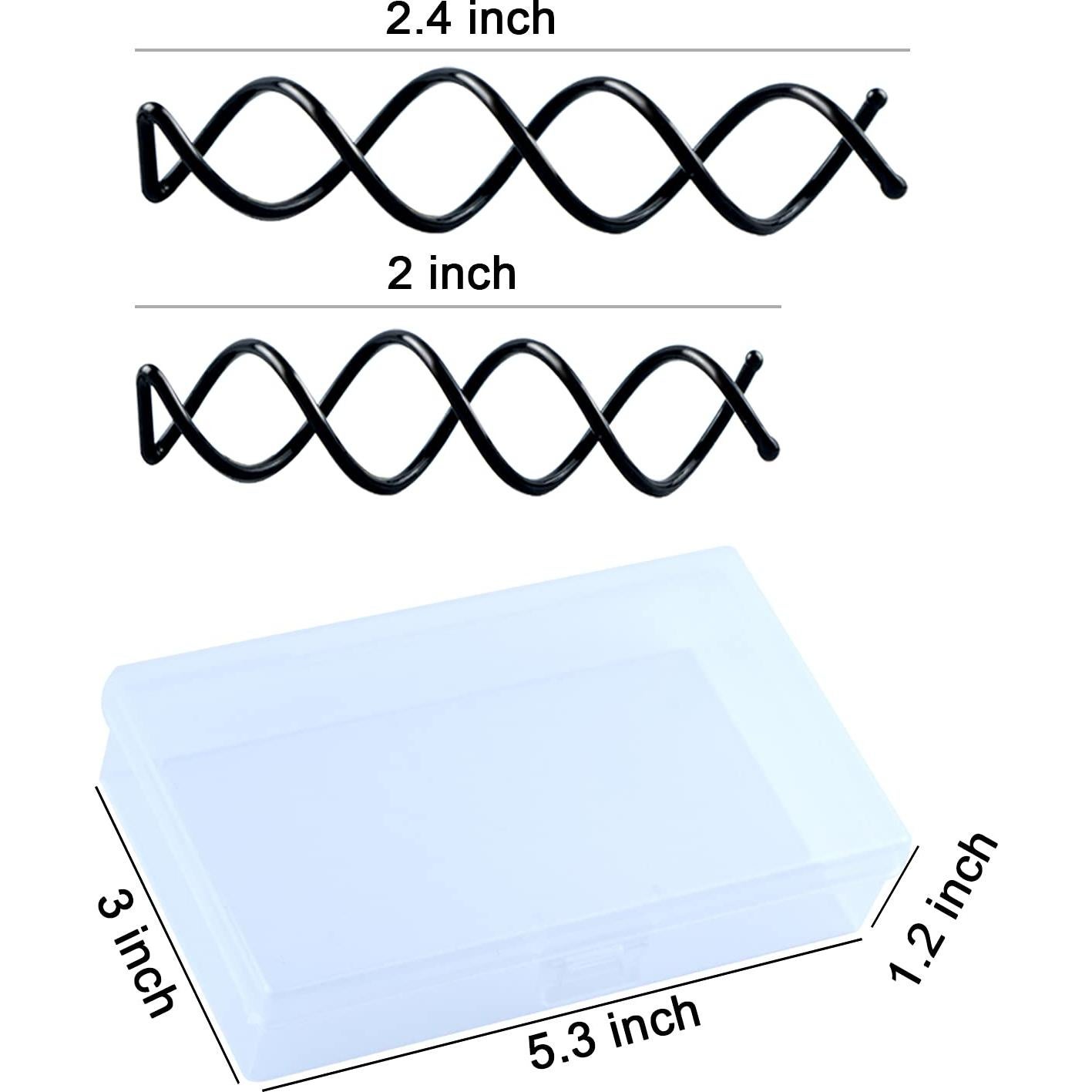 Ganchos de Cabello Espirales MAORULU Negros 20 Pcs 5.08 y 6.1 cm