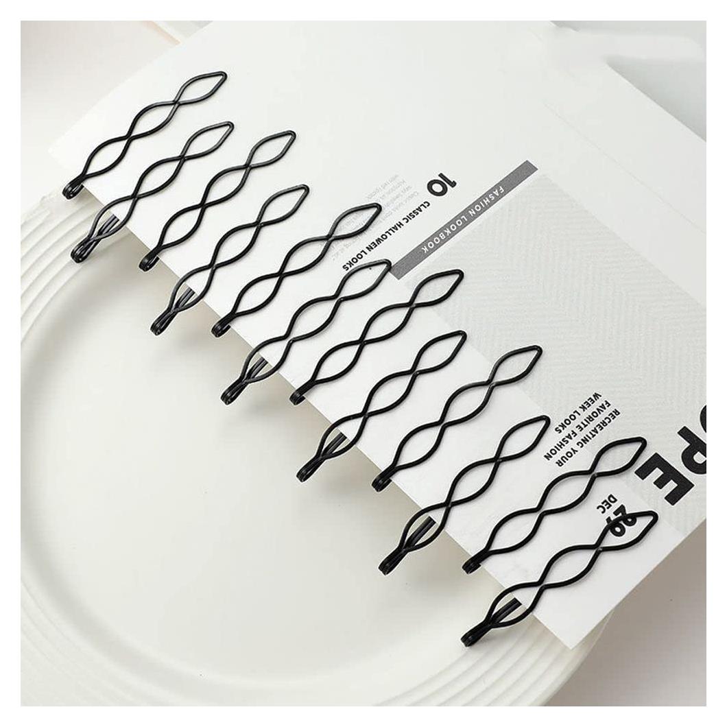 12 Pinzas de Pelo Vintage Negras Mini Clip para Flequillo