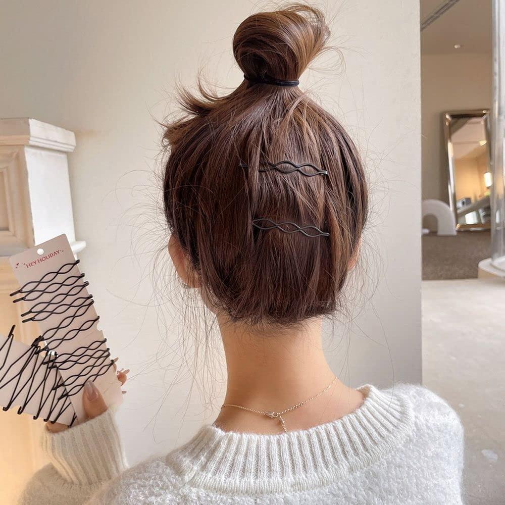 12 Pinzas de Pelo Vintage Negras Mini Clip para Flequillo