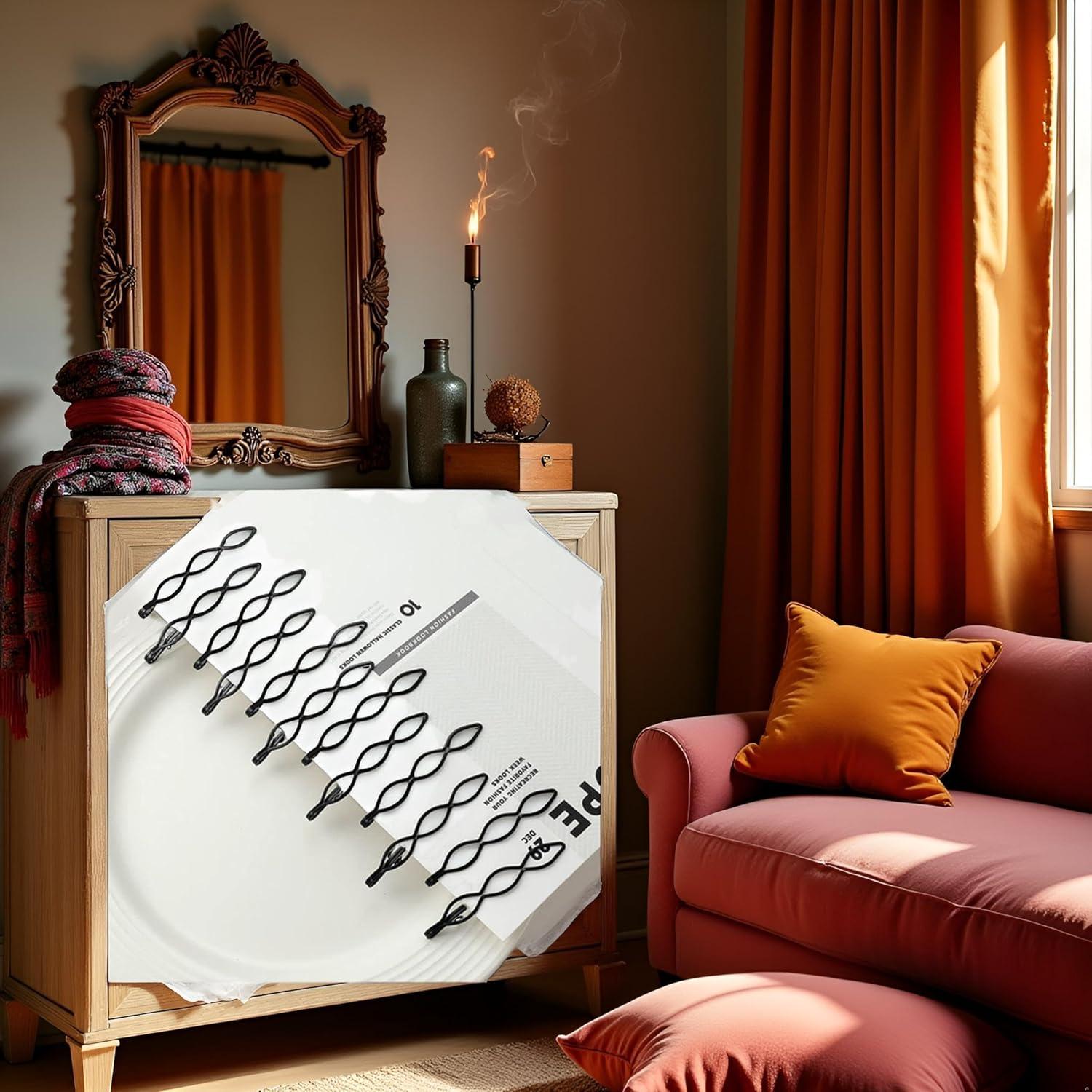 12 Pinzas de Pelo Vintage Negras Mini Clip para Flequillo