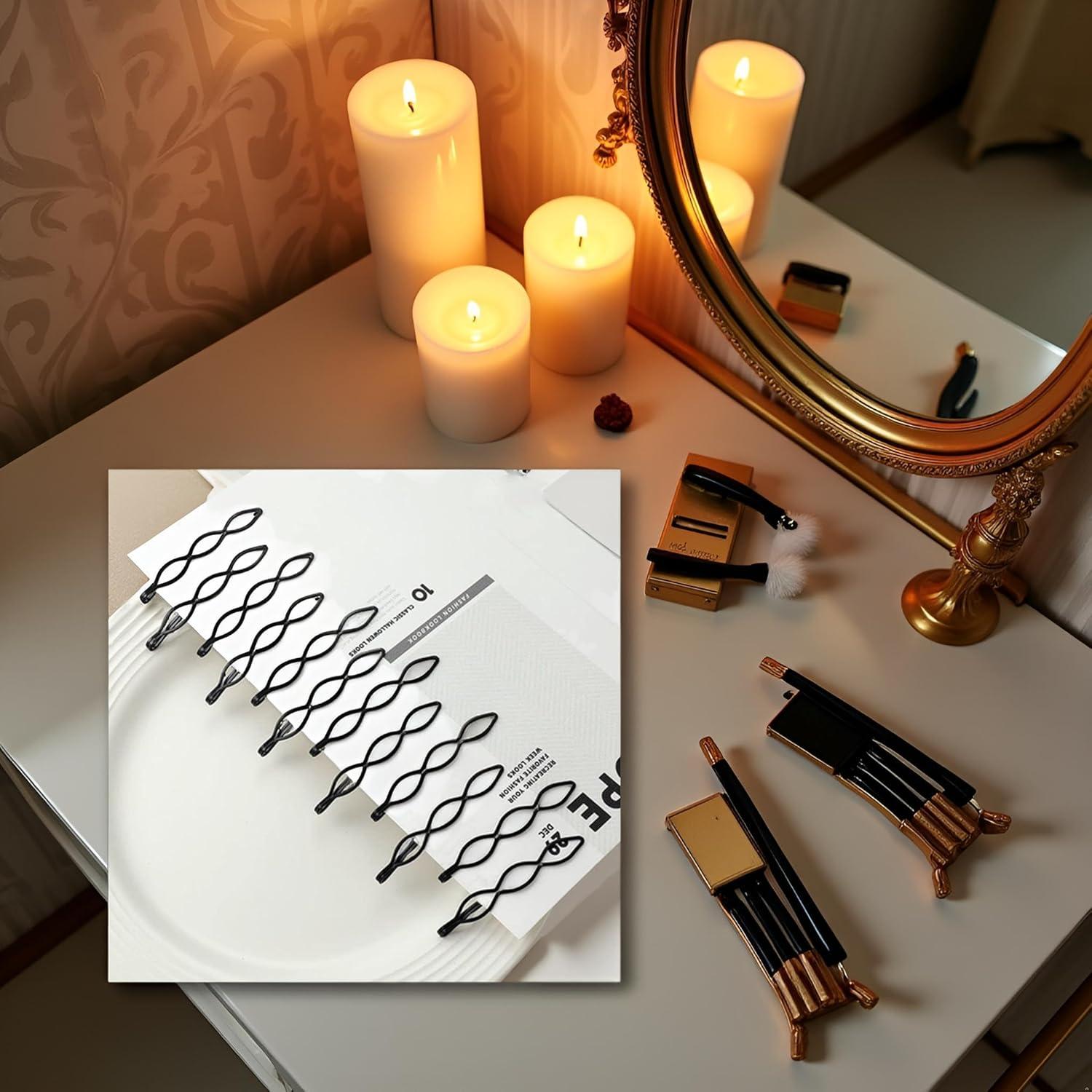 12 Pinzas de Pelo Vintage Negras Mini Clip para Flequillo