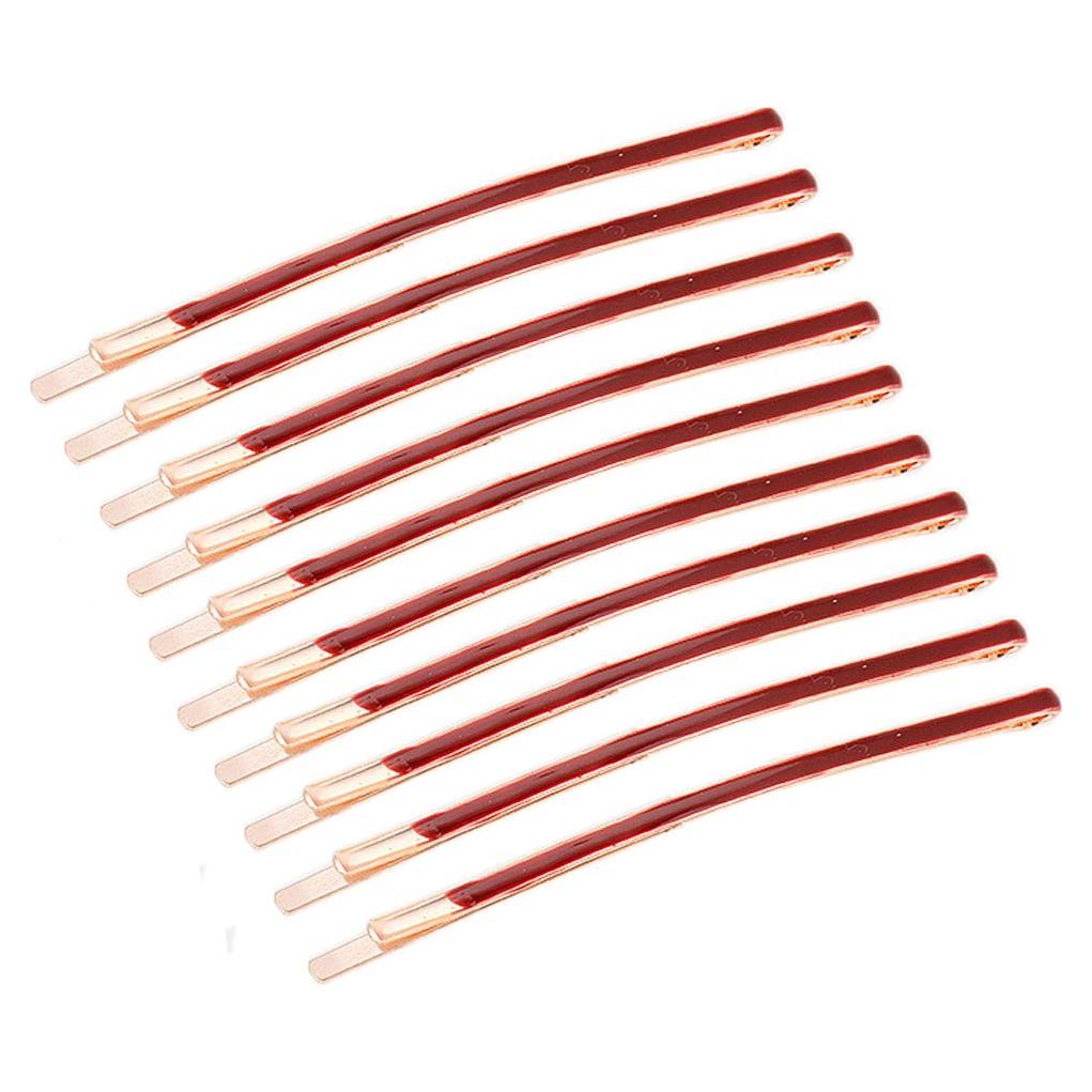 10 Pinzas de Pelo Jumbo Curvadas Metal Rojo Mollensiuer