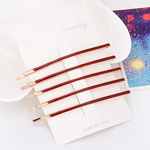 10 Pinzas de Pelo Jumbo Curvadas Metal Rojo Mollensiuer