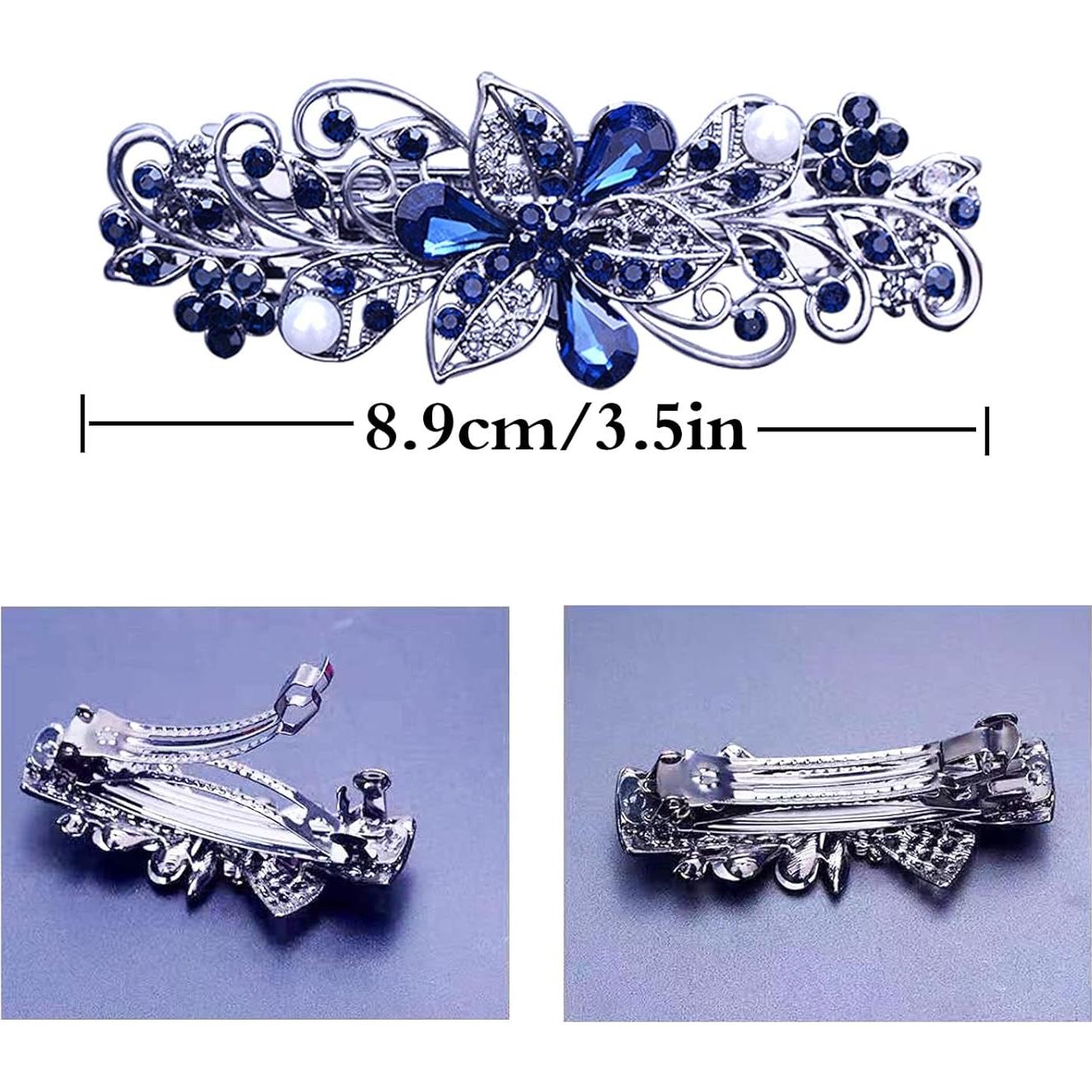 4 Horquillas para el Cabello de Perlas y Cristales - Moda