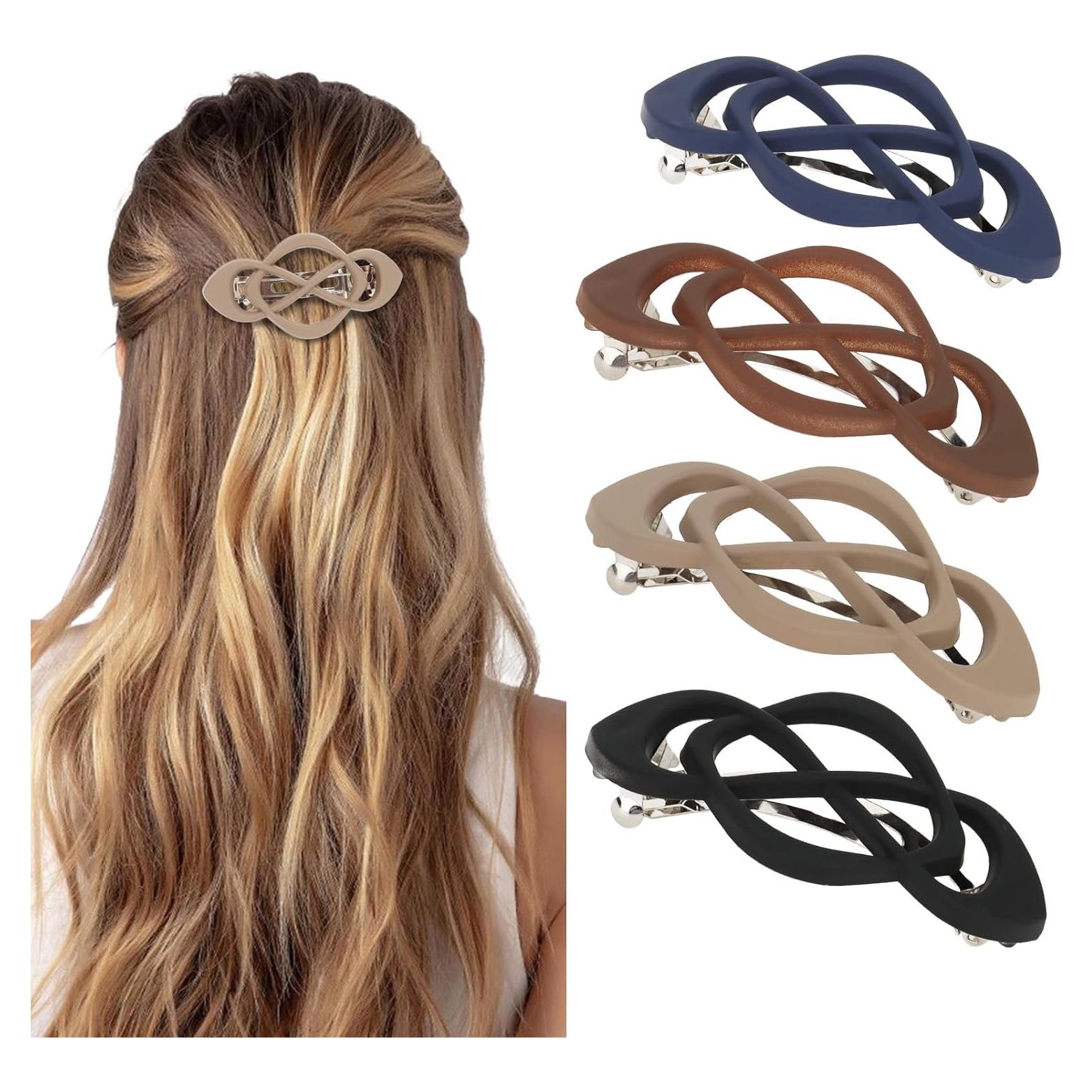 Clip de Barrette Francés Vintage Amairver - Paquete de 4 Accesorios