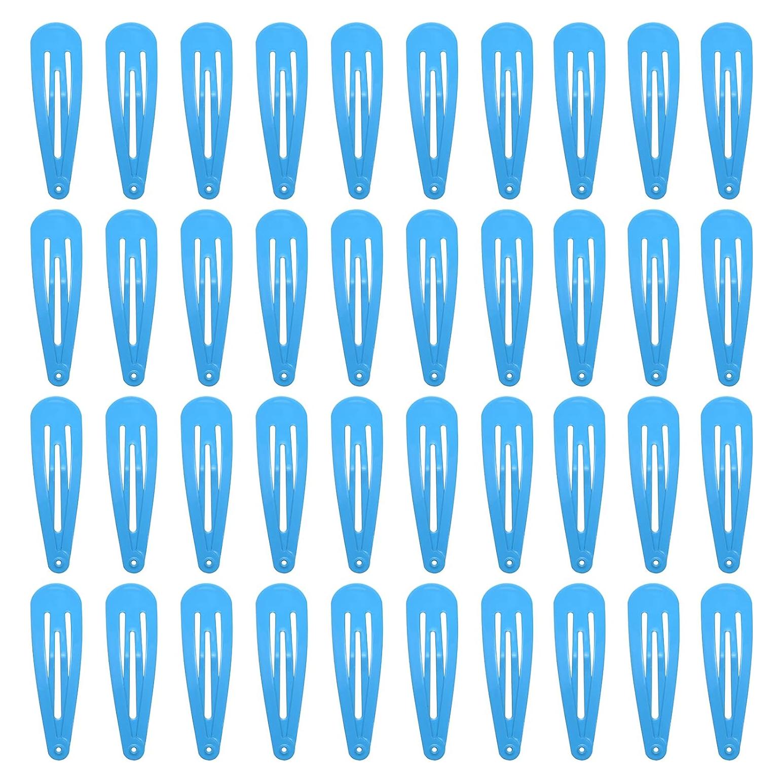 40 Clips de Pelo de Metal Verde Azulado PIDOUDOU 4.9 cm