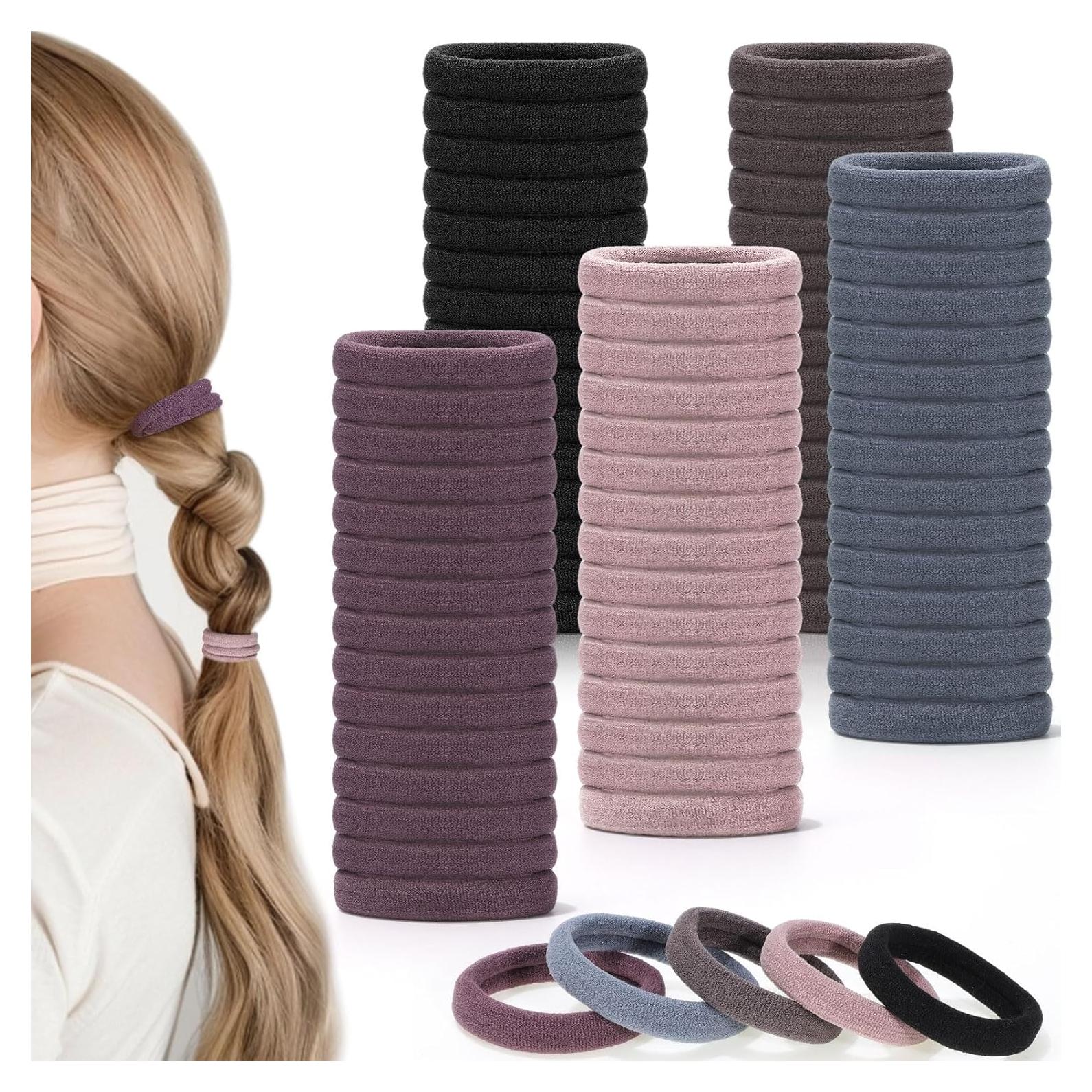 100 Gomas para el Cabello Elásticas Obeoby Sin Costura 3.81cm