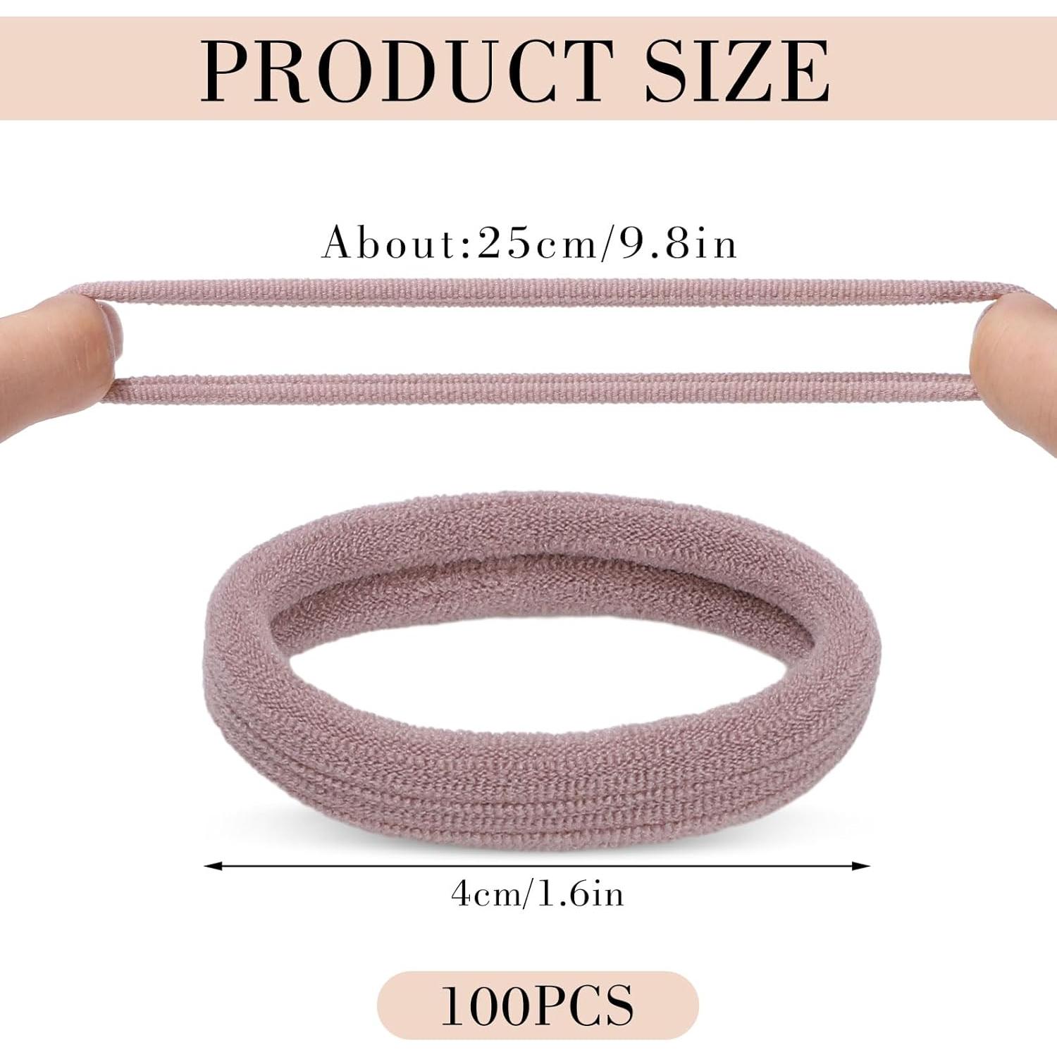 100 Gomas para el Cabello Elásticas Obeoby Sin Costura 3.81cm