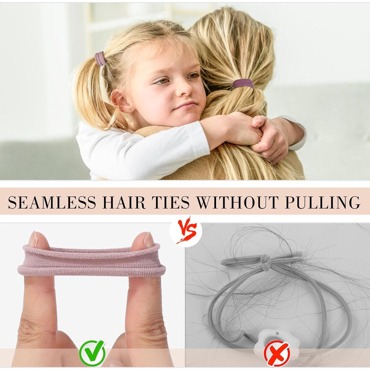 100 Gomas para el Cabello Elásticas Obeoby Sin Costura 3.81cm