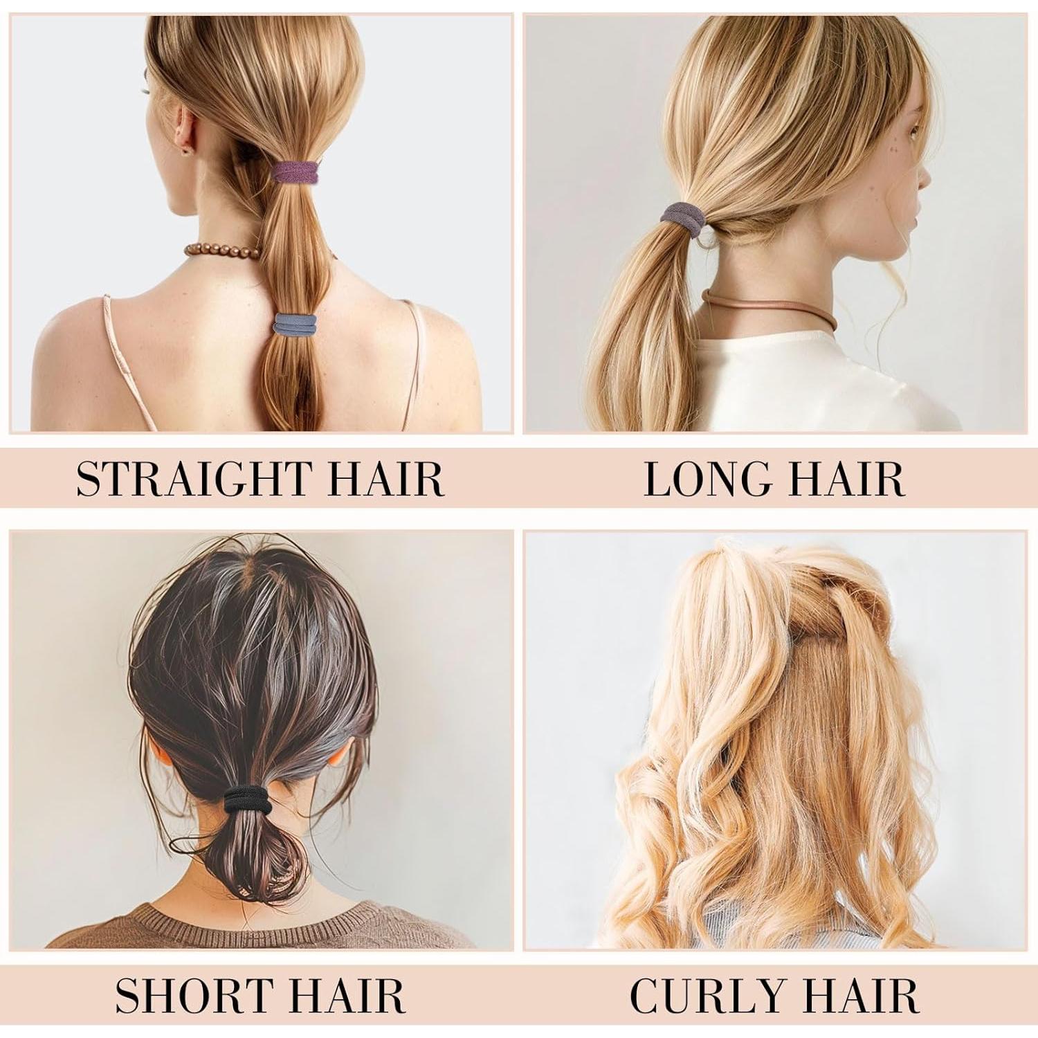 100 Gomas para el Cabello Elásticas Obeoby Sin Costura 3.81cm