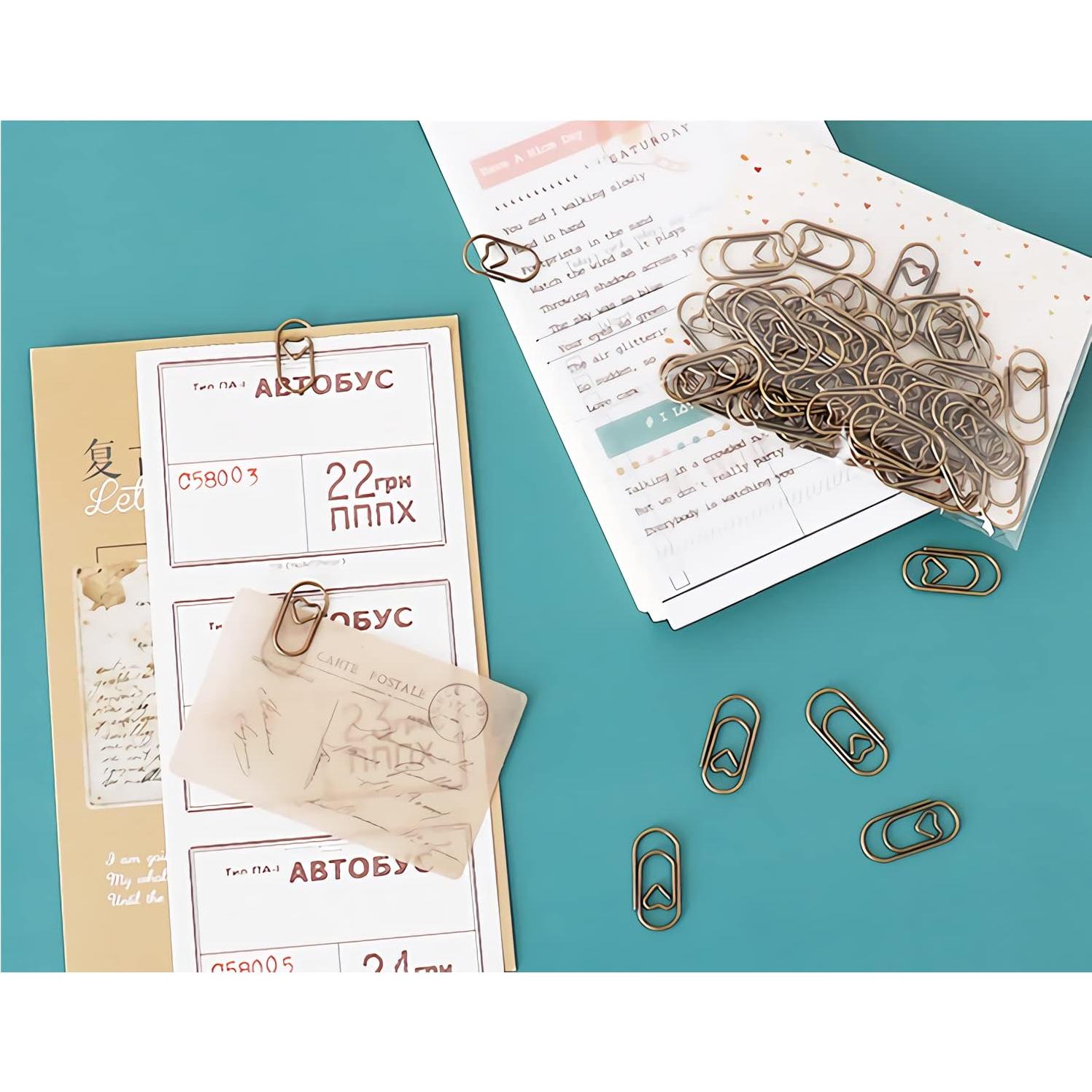 200 Clips de Papel Corazón Acero Inoxidable ALLTU 8x5 cm