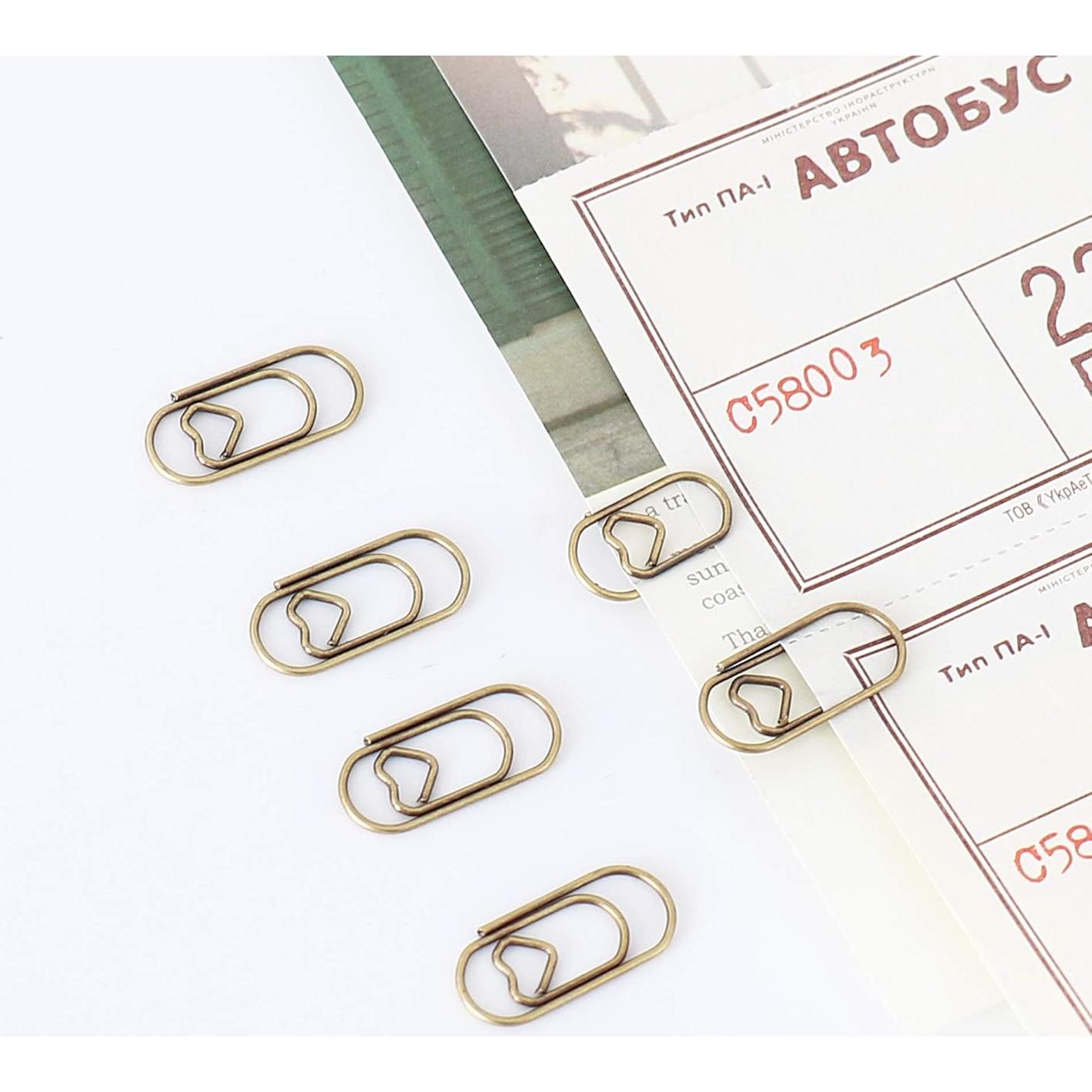 200 Clips de Papel Corazón Acero Inoxidable ALLTU 8x5 cm