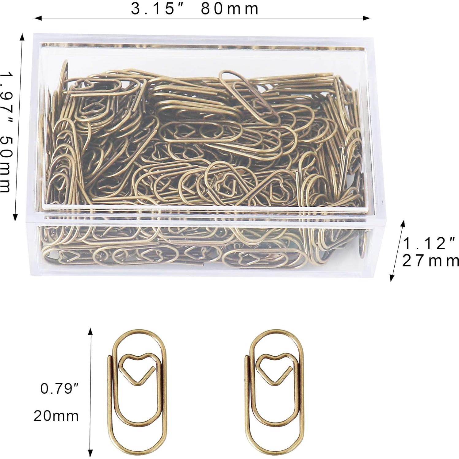 200 Clips de Papel Corazón Acero Inoxidable ALLTU 8x5 cm