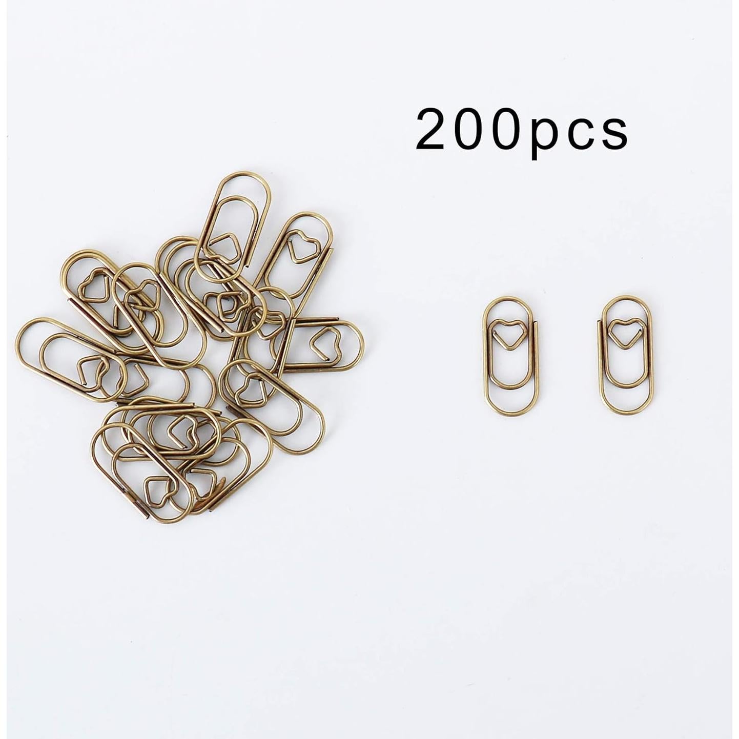 200 Clips de Papel Corazón Acero Inoxidable ALLTU 8x5 cm