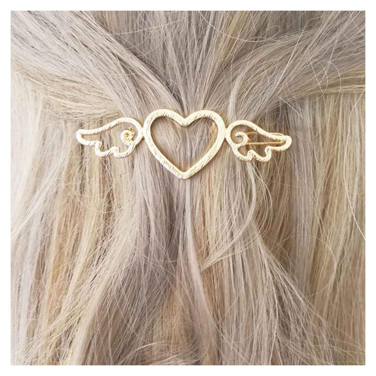 Clip de Pelo Corazón Dorado YienDoo - Accesorio para Mujeres