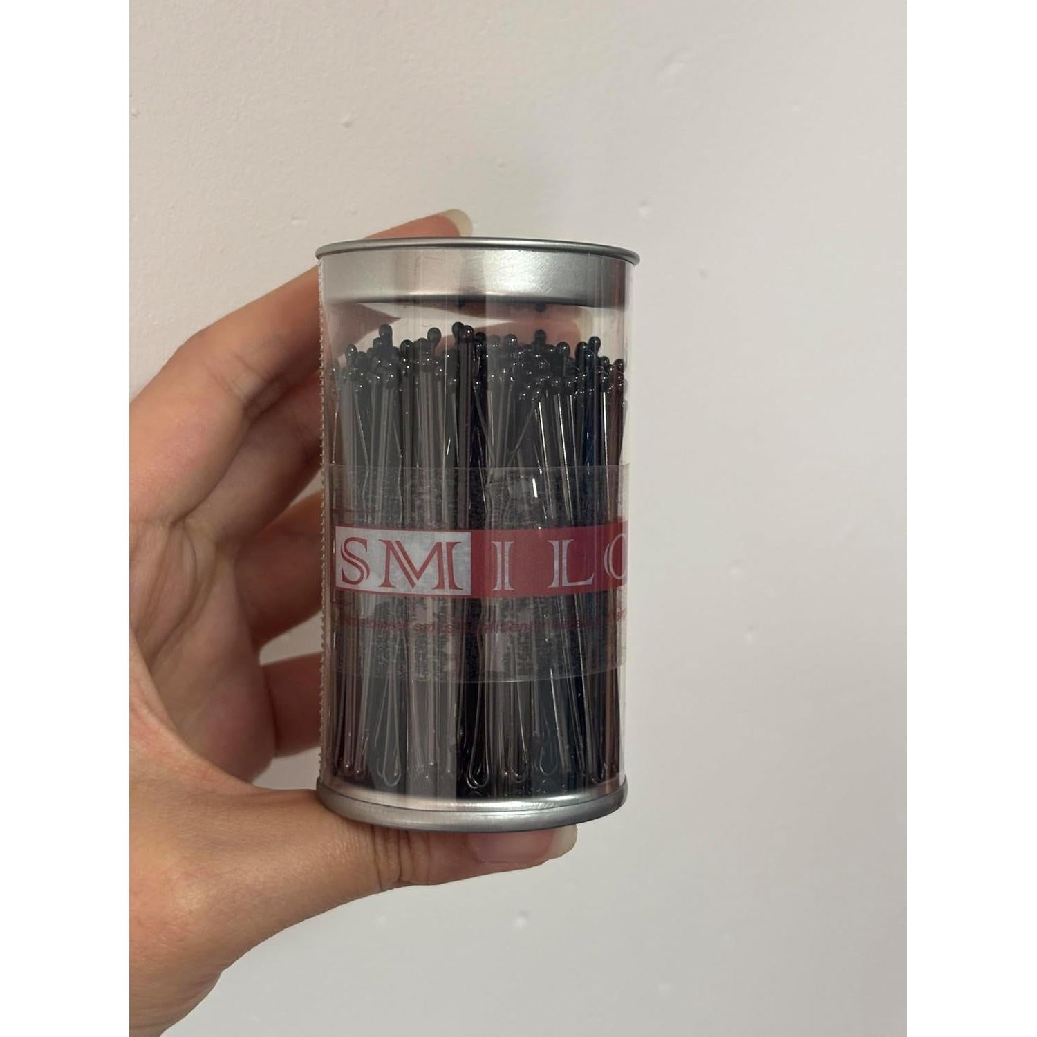 Pinzas de Cabello Smilco Black - 200 Clips de Metal 6.1 cm