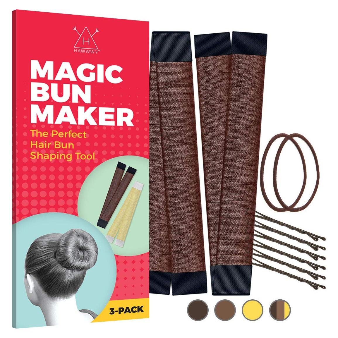 Hacedor de Moño Donut HAWWWY para Niños - Marrón 2 Piezas