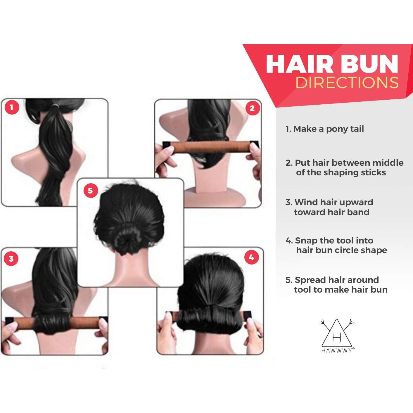 Hacedor de Moño Donut HAWWWY para Niños - Marrón 2 Piezas