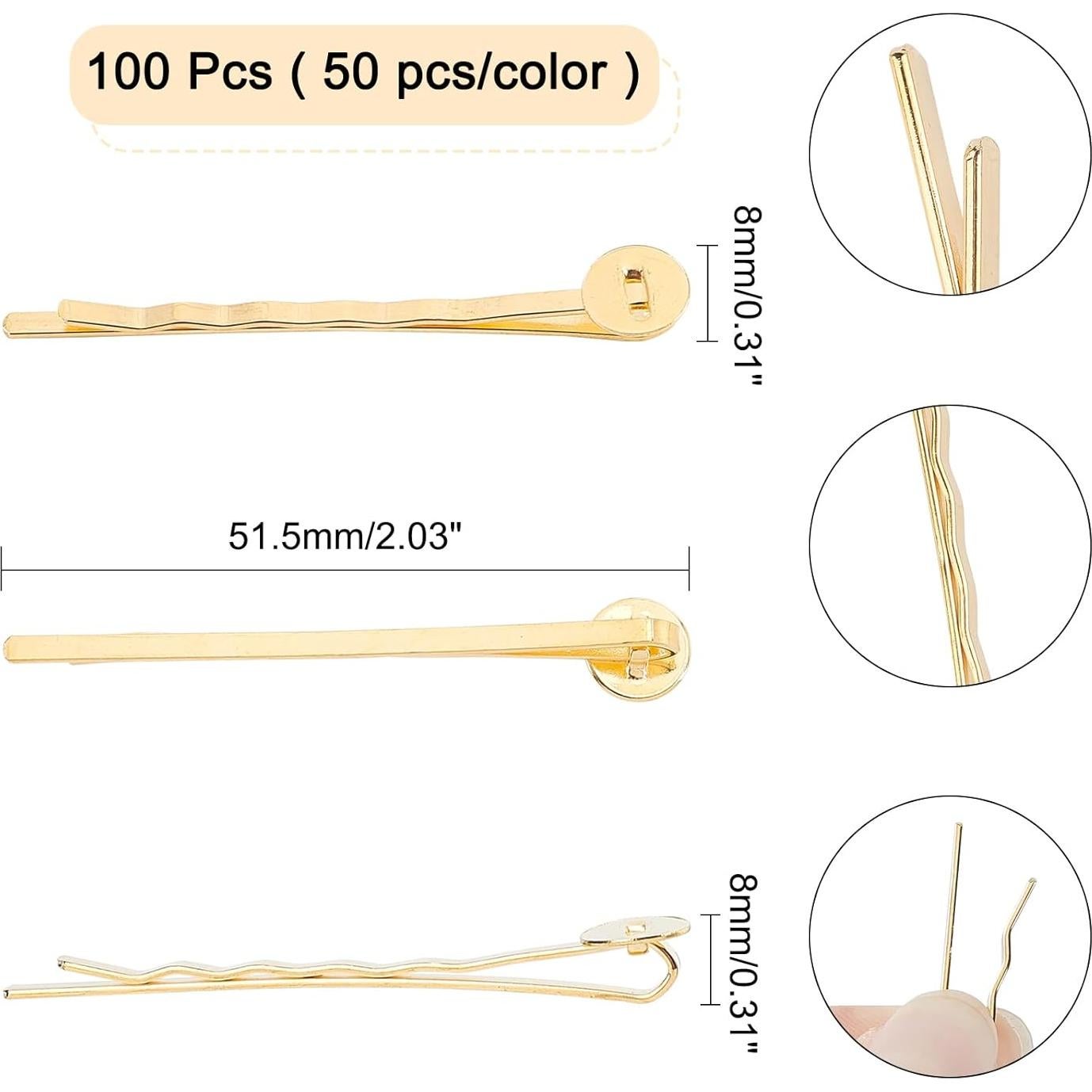 100 Pasadores de Cabello Arricraft 51.5mm Plateados y Dorados