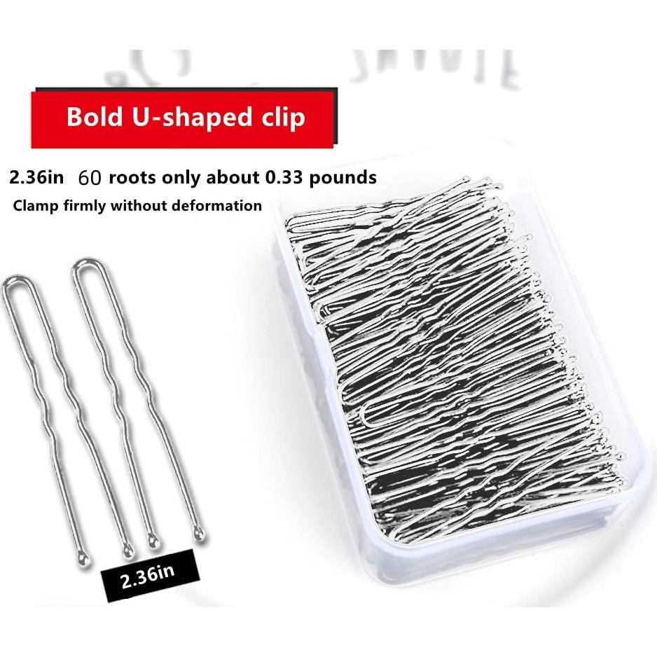 Pasadores de Pelo TAPBULL Plateados en Forma de U - 60 Pcs