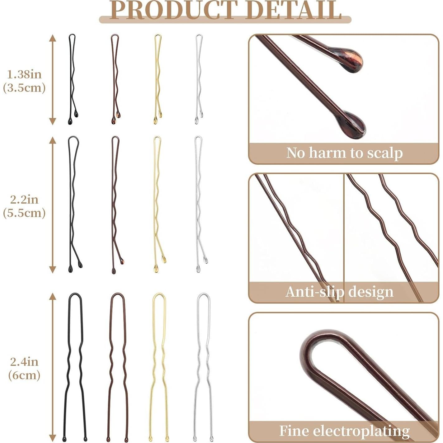 200 Pasadores de Pelo U-Forma Metal QIUTIMIY 6.1cm Multicolor