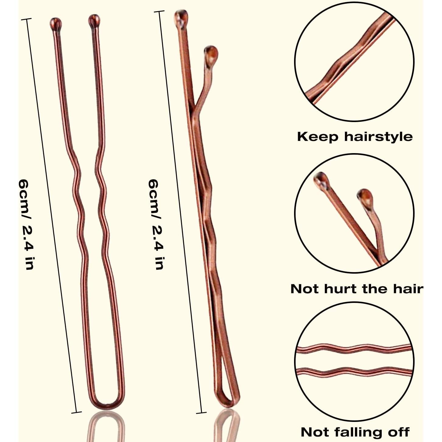 200 Pinzas para el Cabello AITRAI Marrones y en Forma de U 6.1 cm