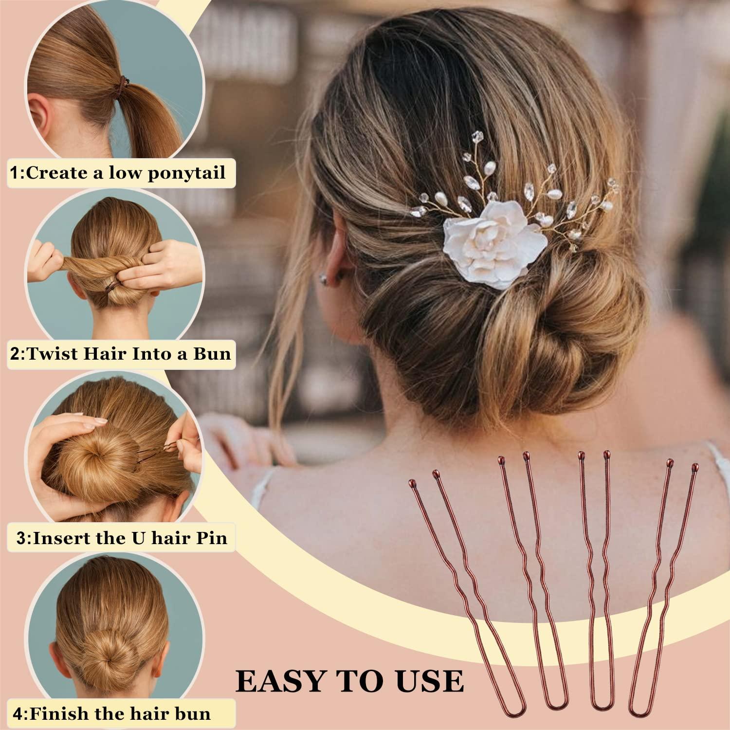 200 Pinzas para el Cabello AITRAI Marrones y en Forma de U 6.1 cm