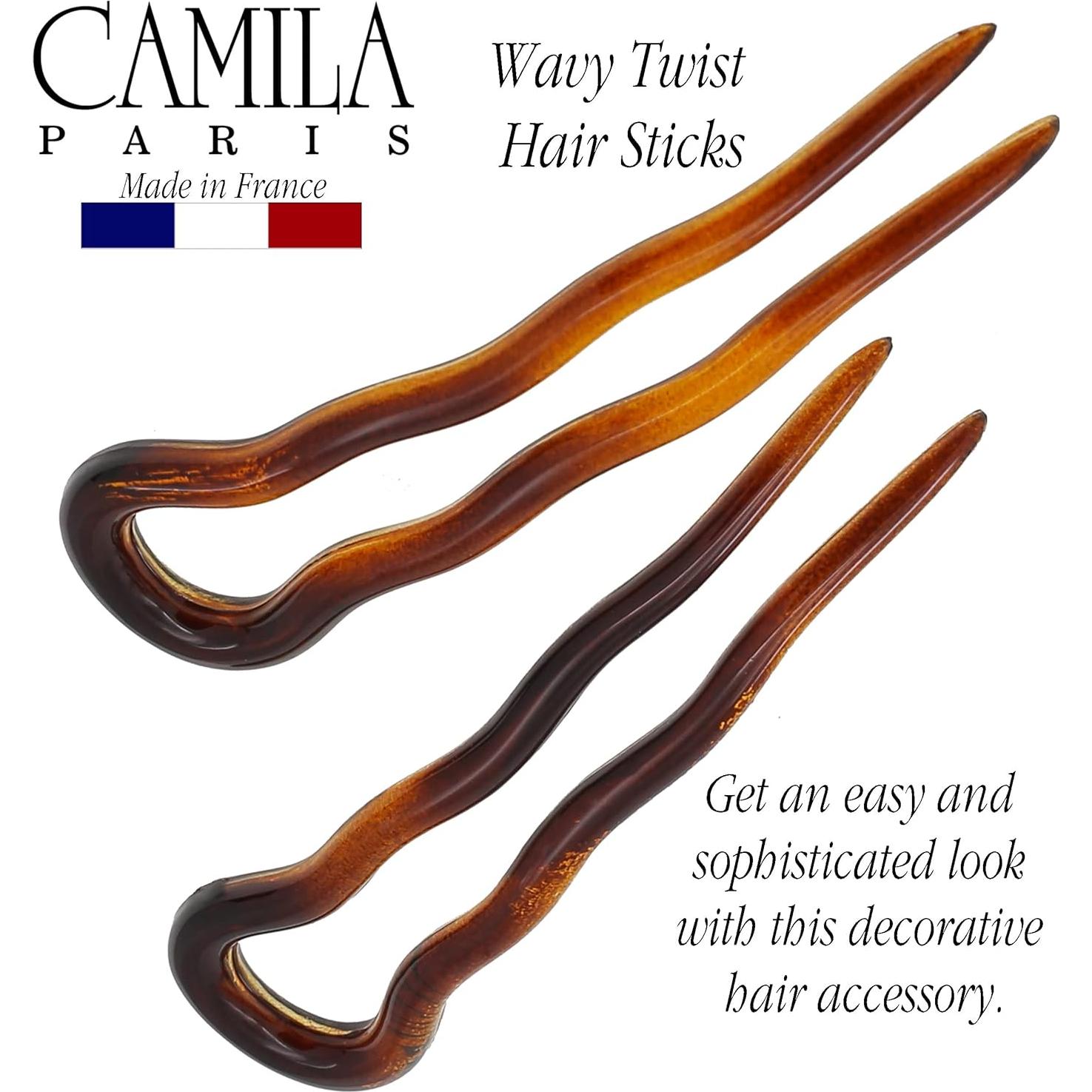 Horquillas de Pelo Camila Paris AD823 Carey 2 Piezas 8.89 cm