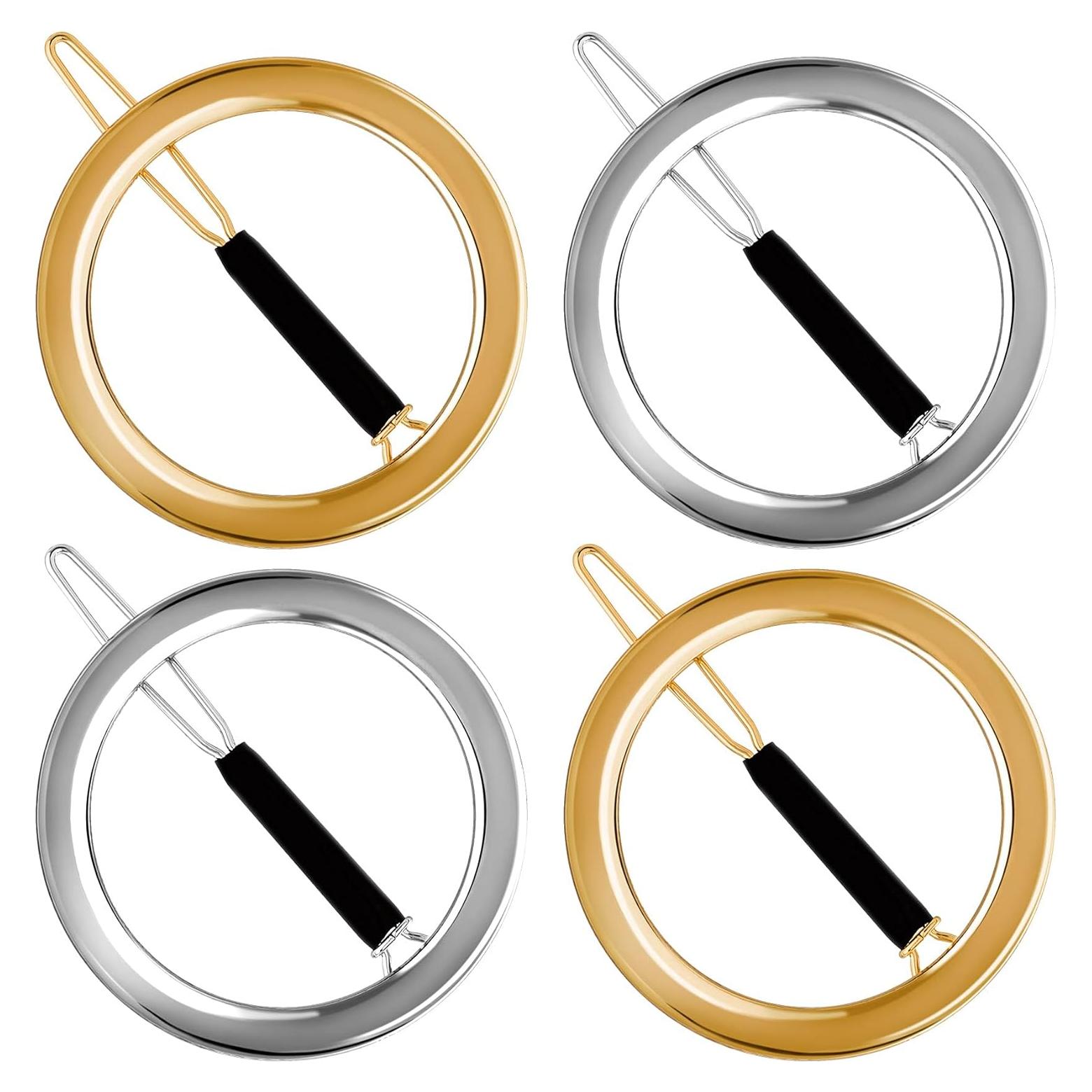 Clip de Cabello Minimalista PAGOW 4 Pcs Oro y Plata