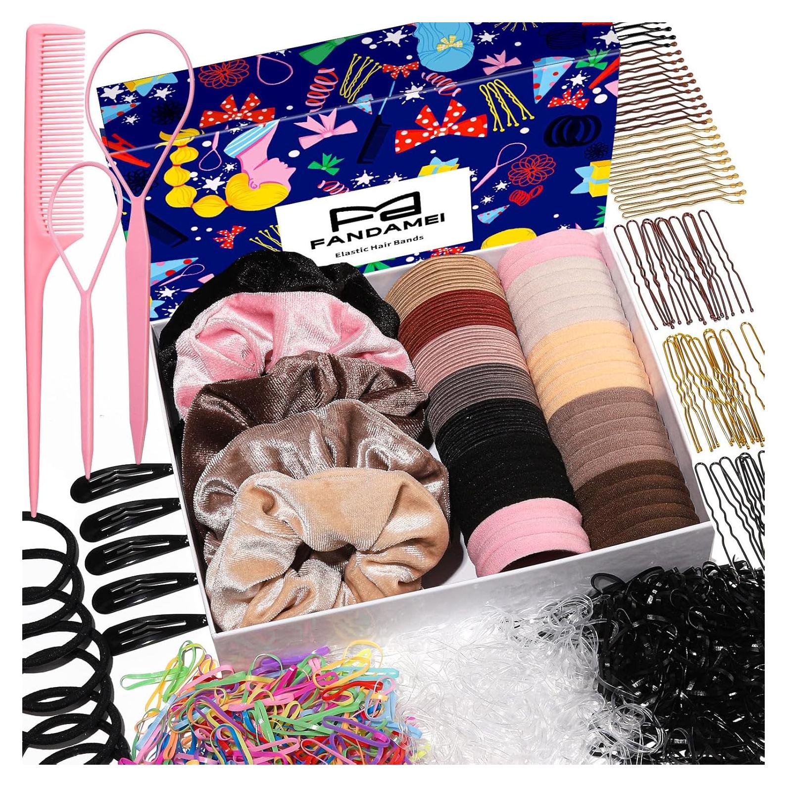 Kit de Gomas para el Cabello FANDAMEI - 900 Piezas y Accesorios