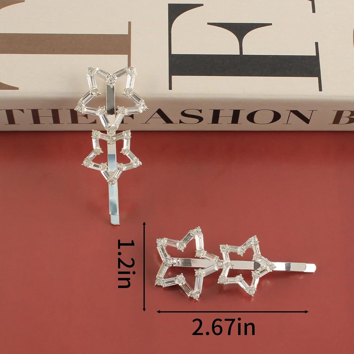 Pinzas para el Cabello VinBee 6Pcs Estrella Rhinestone Plata