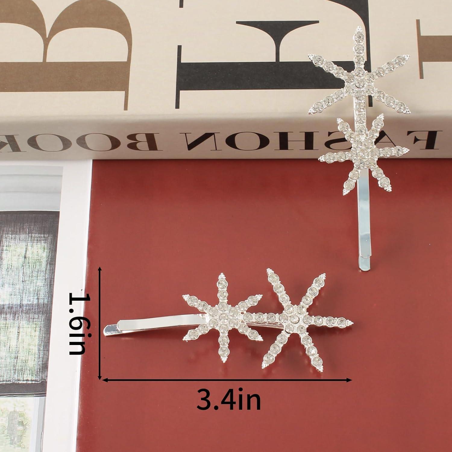 Pinzas para el Cabello VinBee 6Pcs Estrella Rhinestone Plata