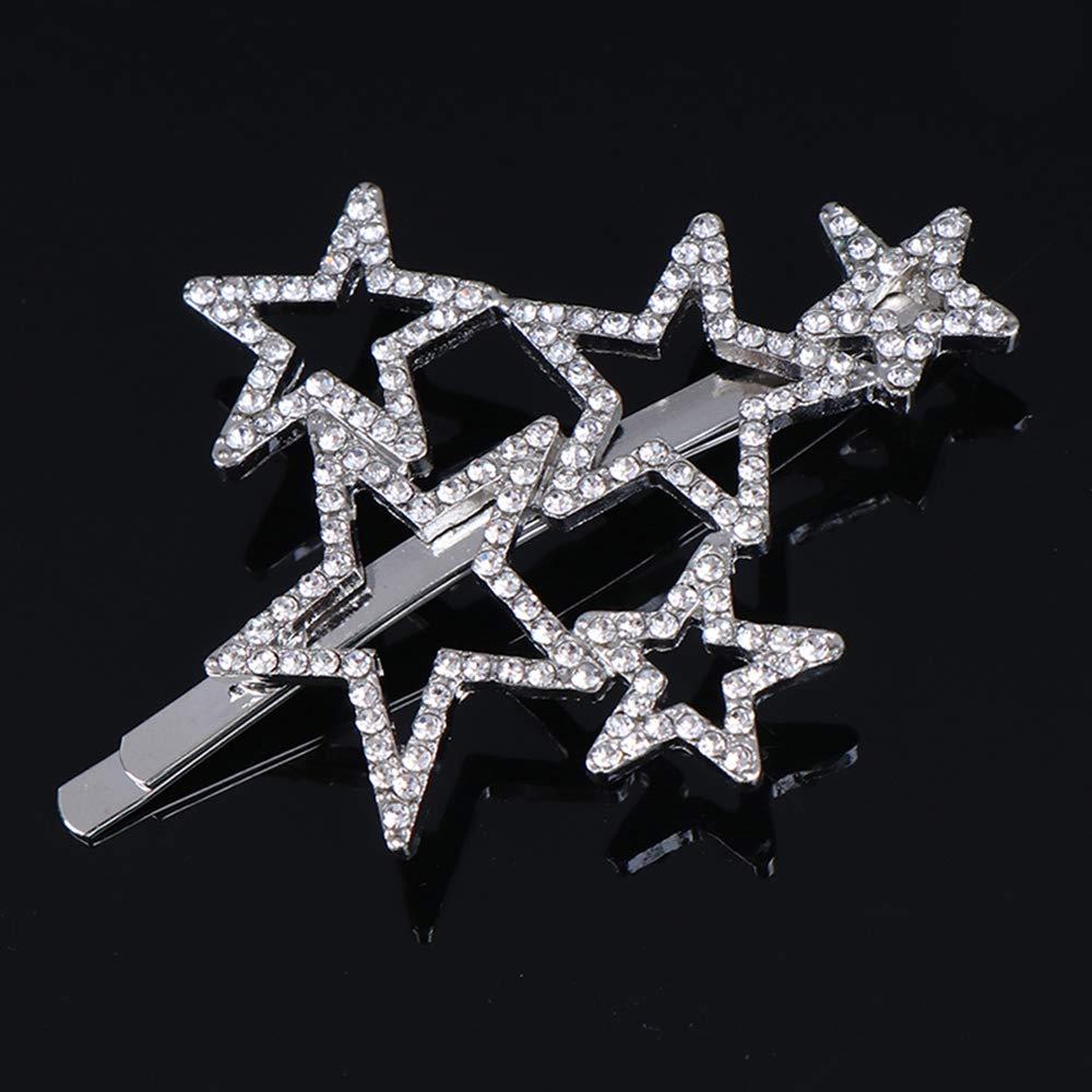 Pinzas para el Cabello VinBee 6Pcs Estrella Rhinestone Plata