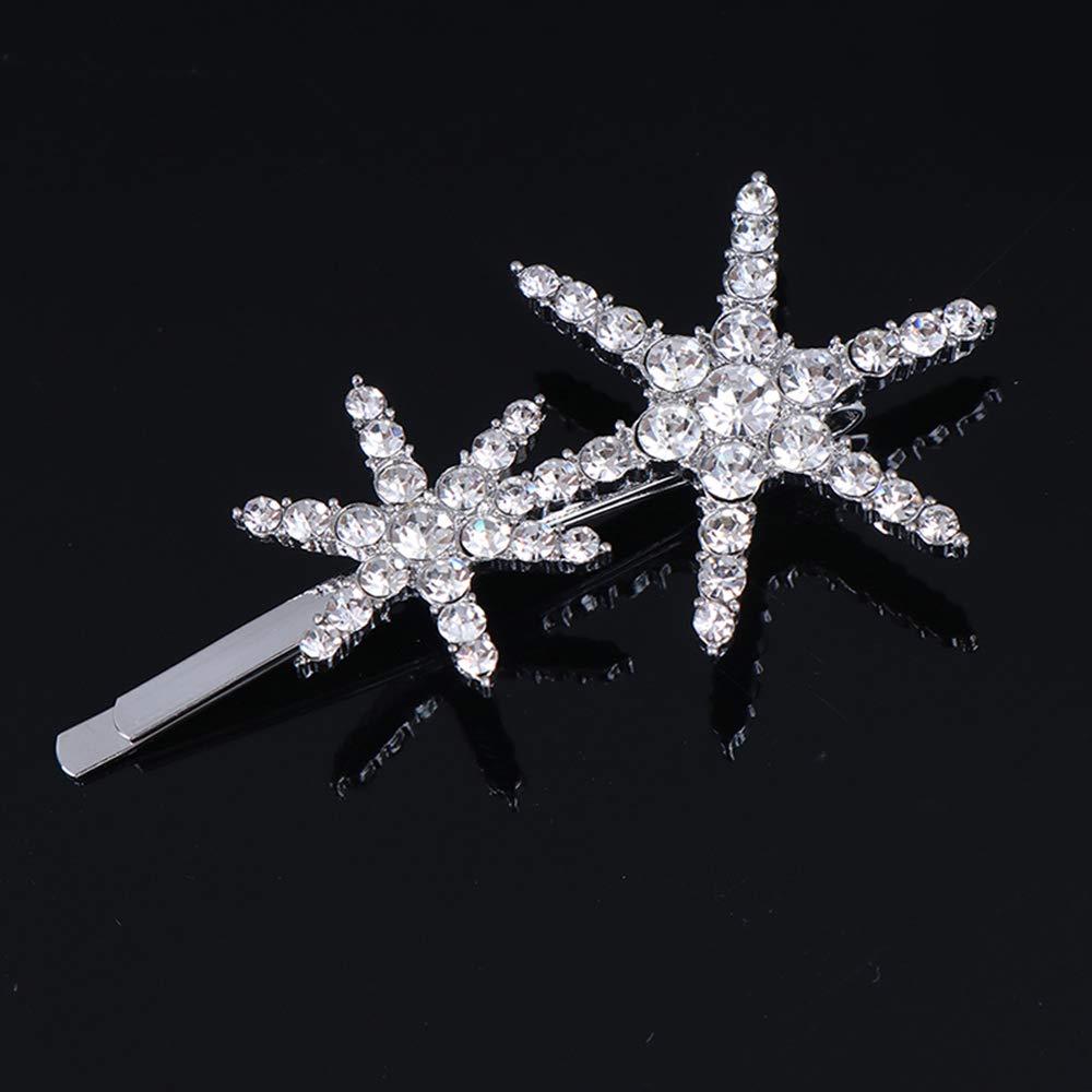 Pinzas para el Cabello VinBee 6Pcs Estrella Rhinestone Plata