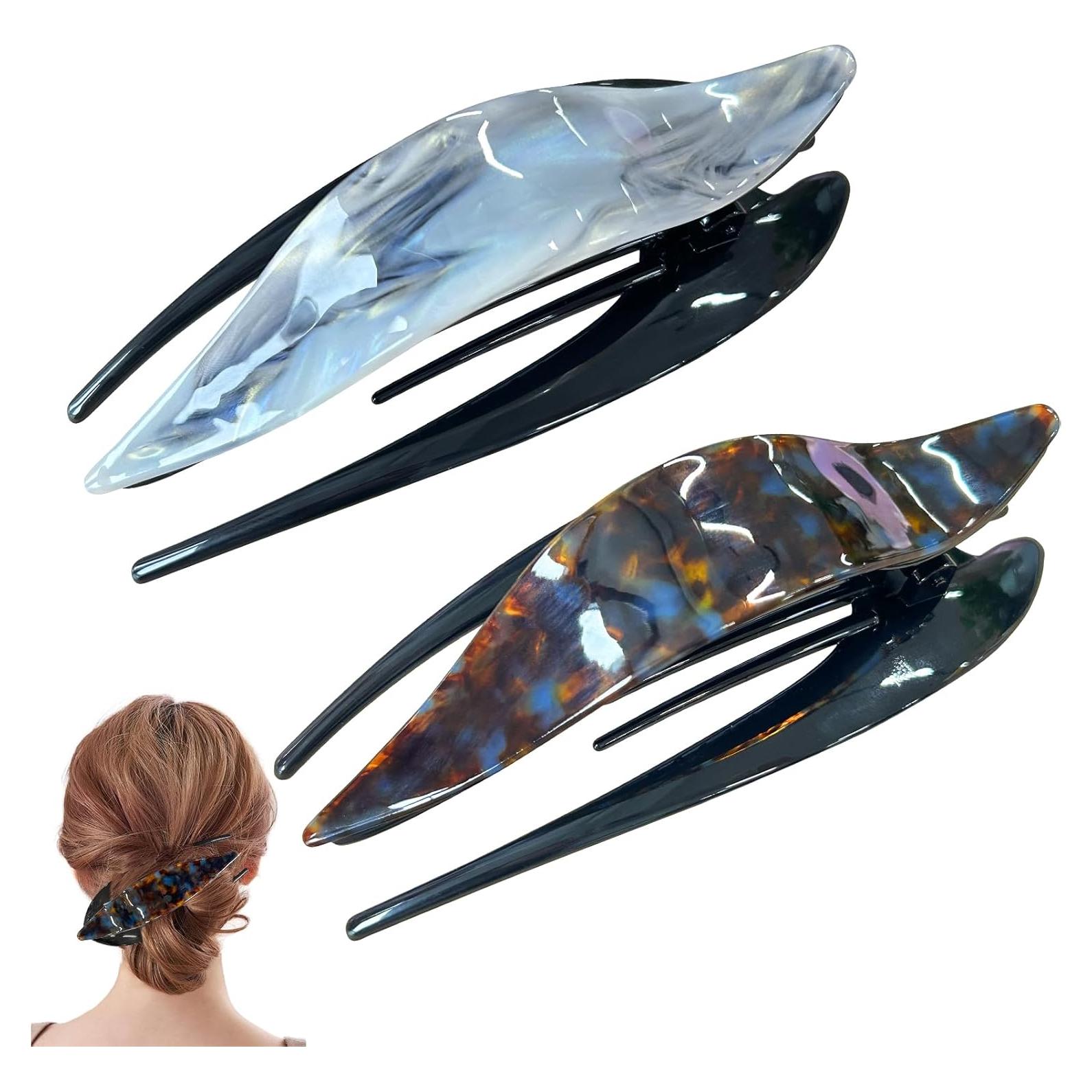 Clips de Garra de Acetato Tortuga Hurifeng - 12.7 cm, Paquete de 2